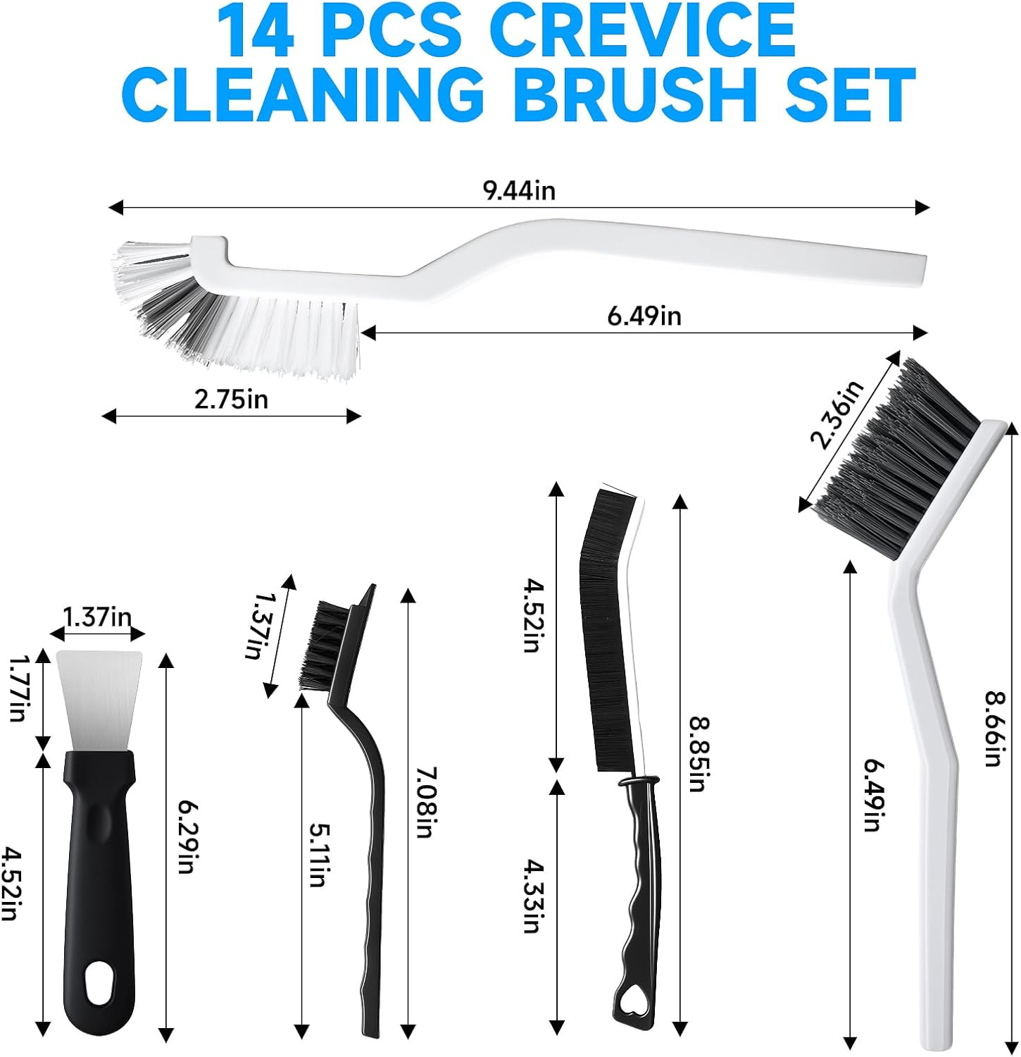 14Pcs Crevice Cleaning Brush Set, V Shape Grout Cleaner Brush for Deep Cleaning