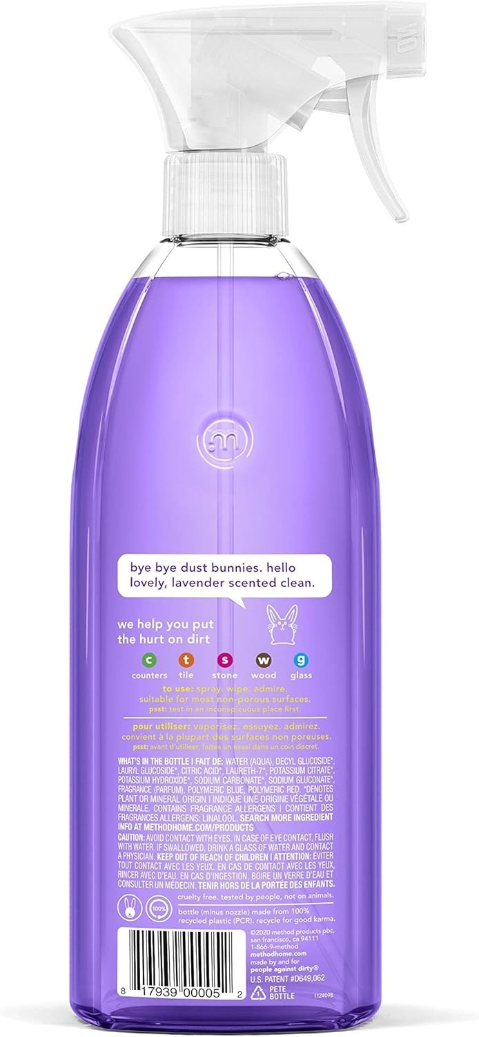 French Lavender All-Purpose Cleaner Spray – Biodegradable, Pack of 4, 28 Fl Oz