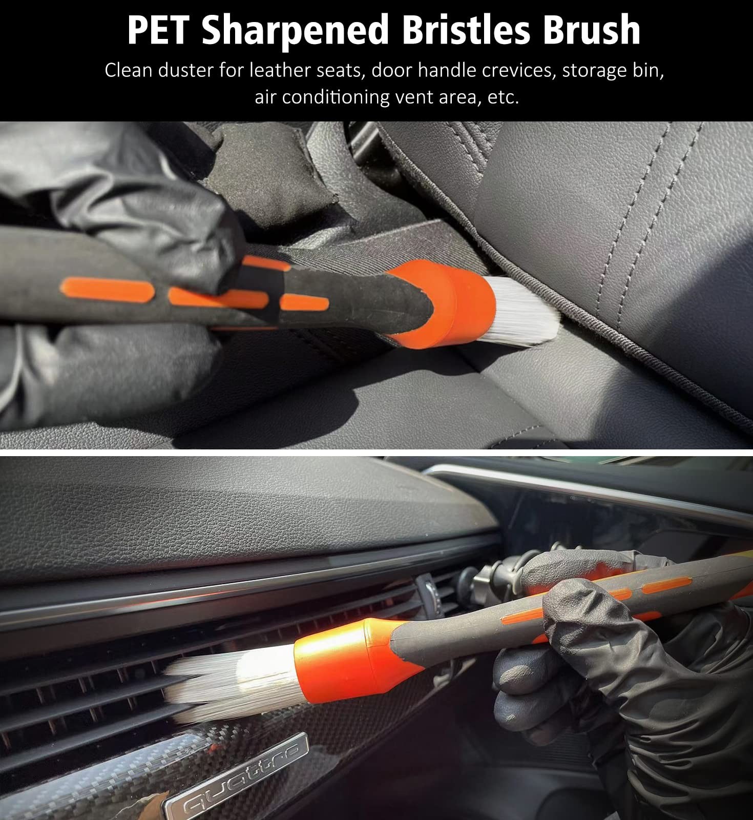 3pcs Car Detailing Brush Set, Boars Hair Detailing Brushes, Ultra Soft Detail…