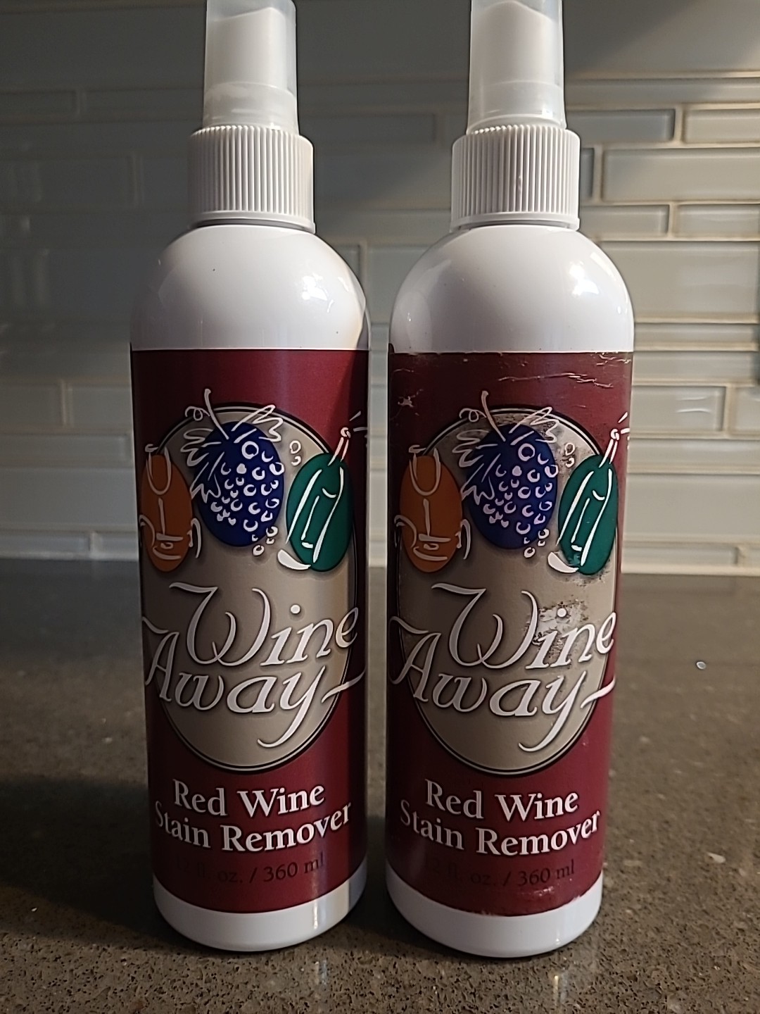 2 X Wine Away Red Wine Stain Remover 12 oz Each Coffee Blood Fruit Punch Ink