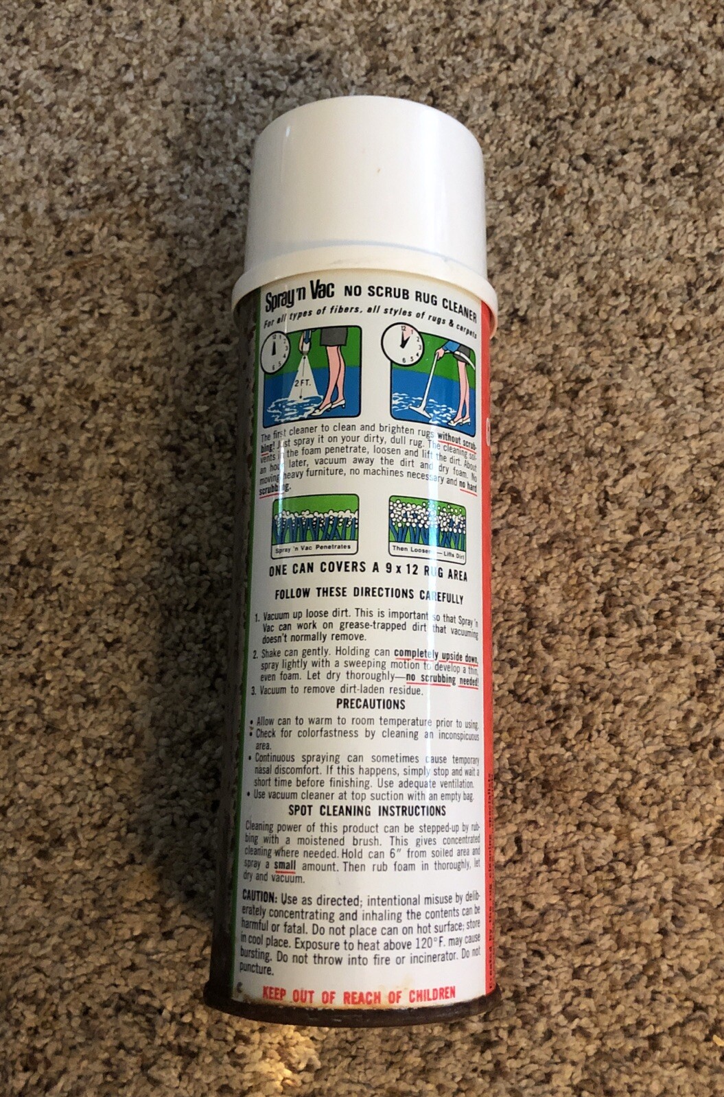 Vintage Glamorene SPRAY ‘N VAC No Scrub Rug Cleaner 24oz 90% Full Movie Prop
