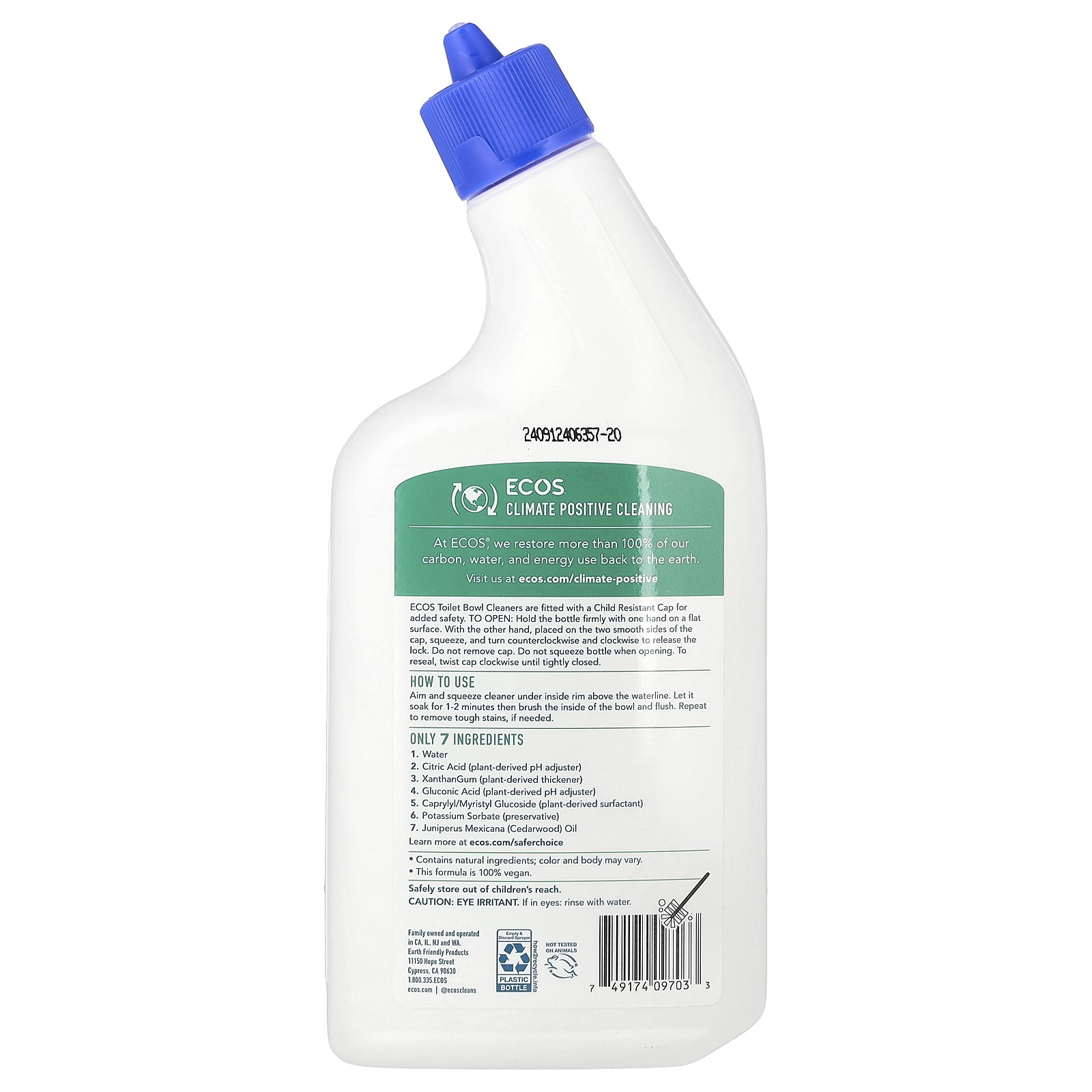 Ecos, Toilet Cleaner, Cedar, 24 fl oz (710 ml)