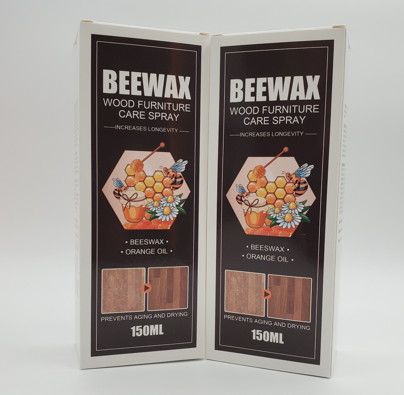 2 Beeswax Wood Furniture Care Spray 150ml Neutral Orange Oil Cleaner Polish