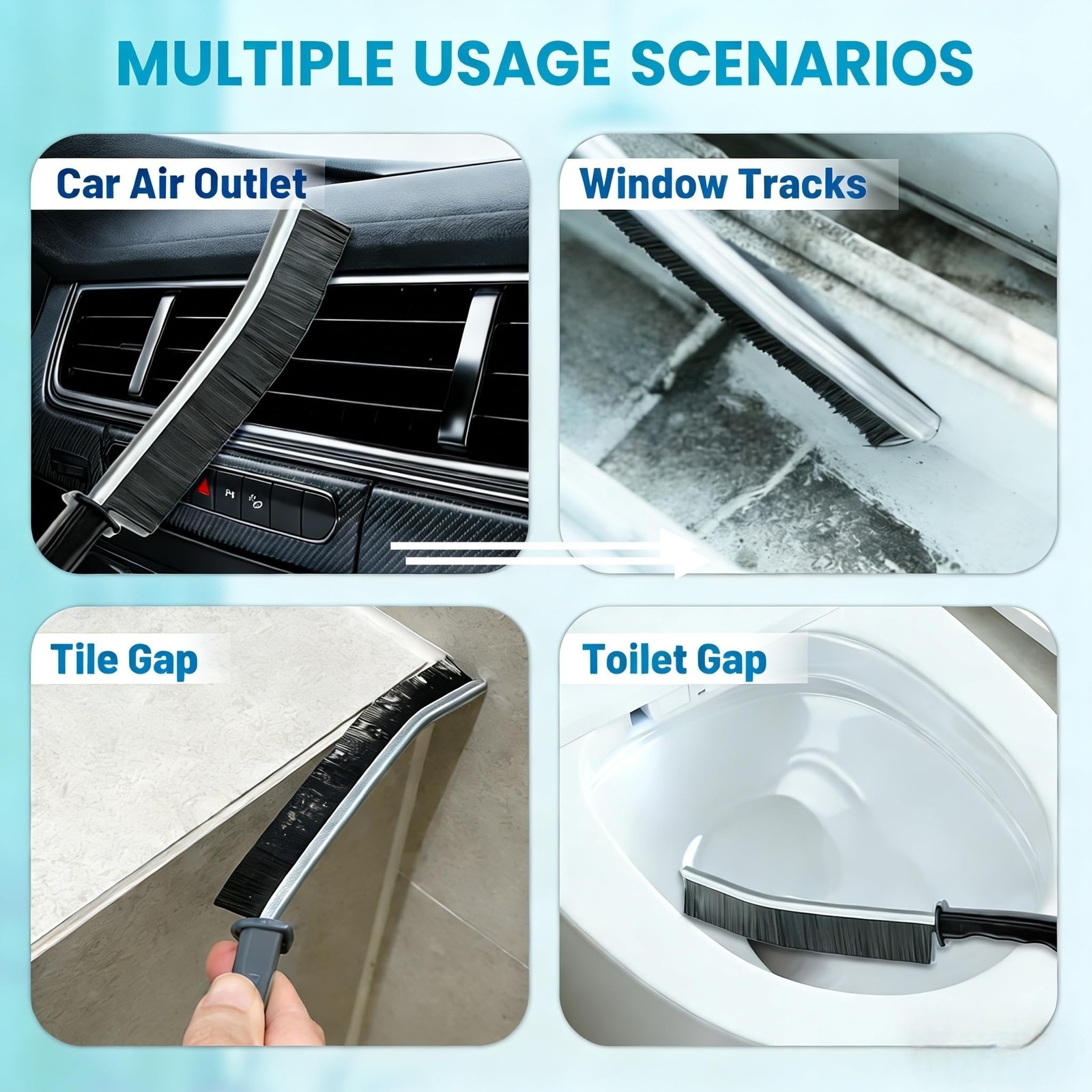 15Pcs Crevice Cleaning Brush Set, Hard Bristle Scrub Brushes Tools for Deep C…