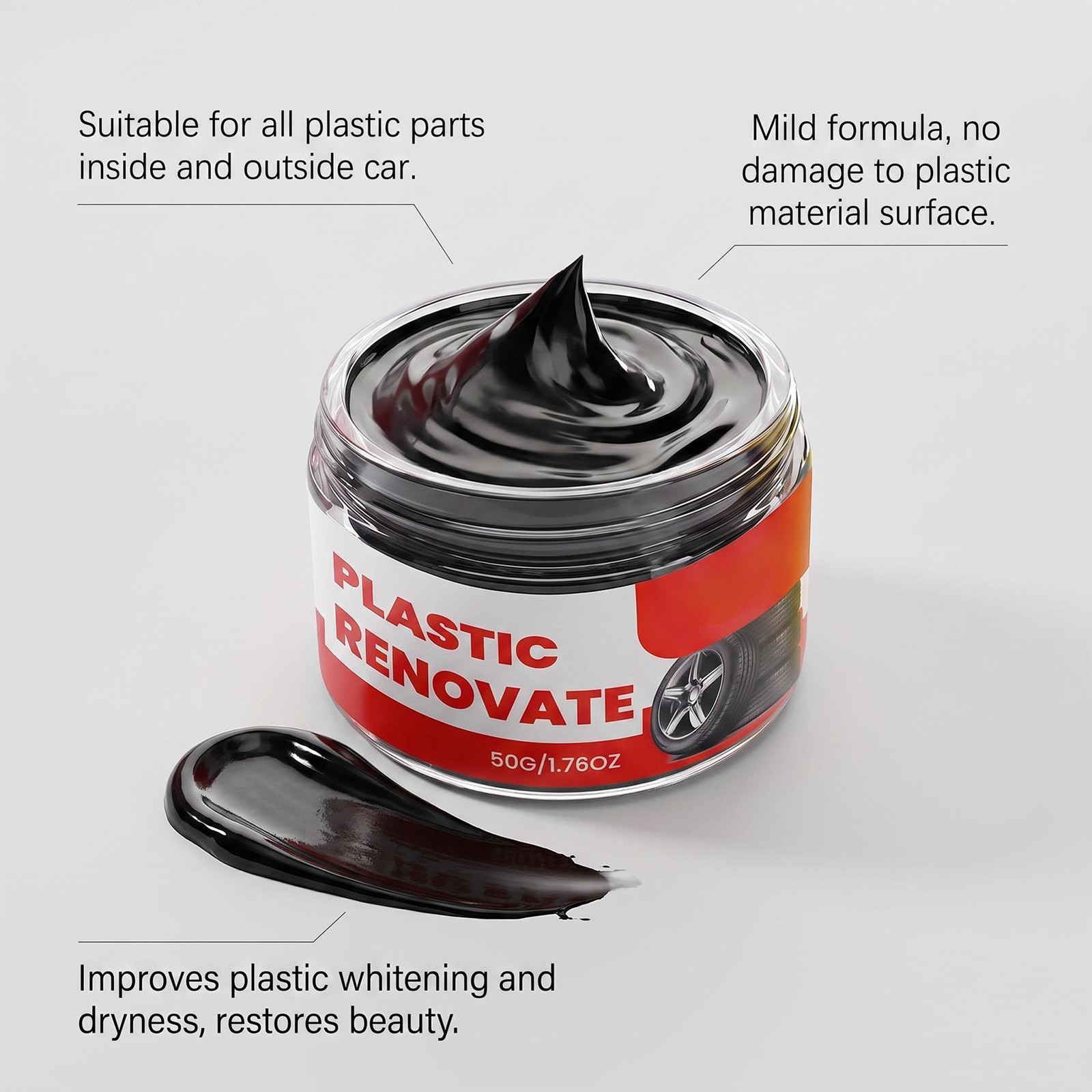 Black Car Interior Plastic Repair Scratch Remover Wax Polishing Repair Cream