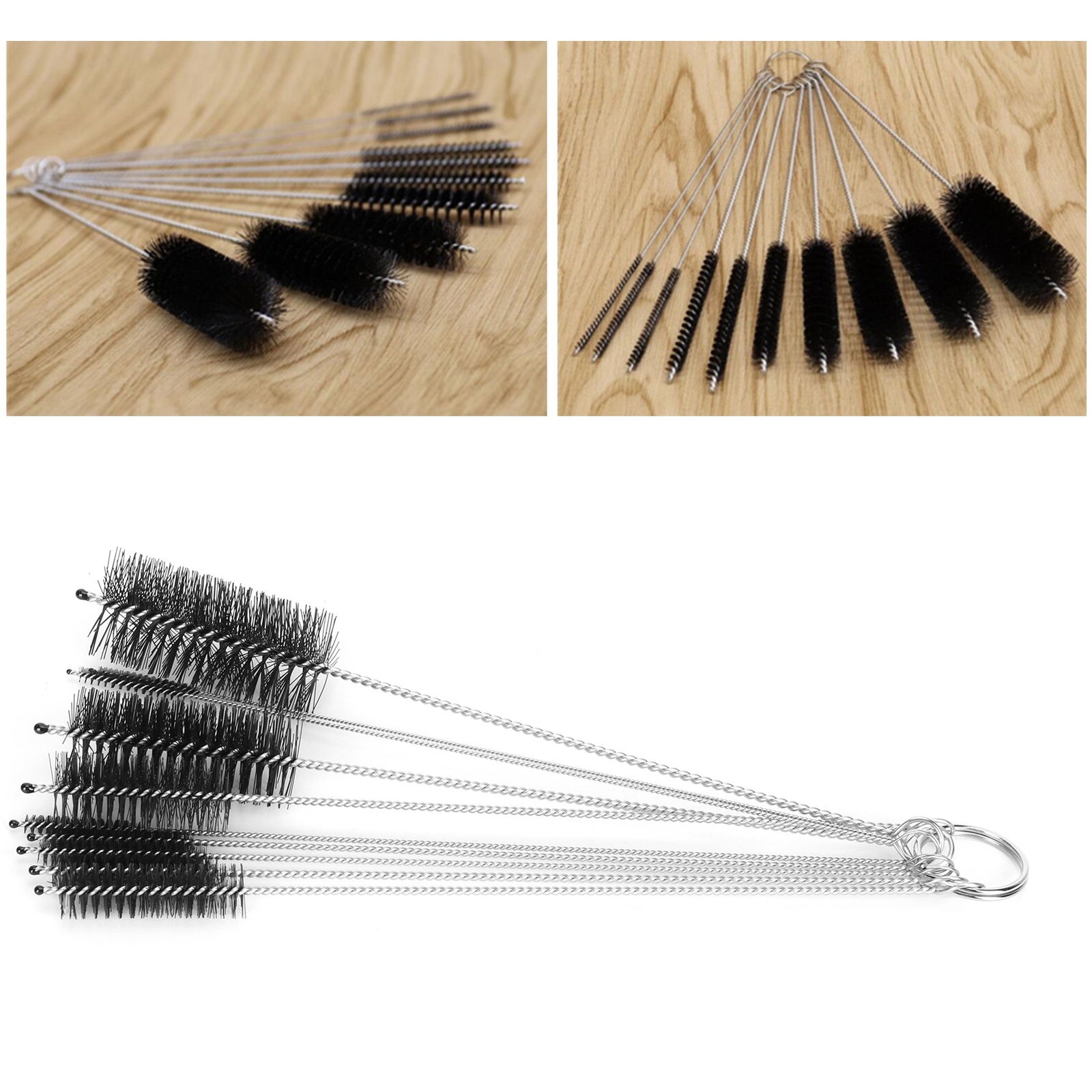 10Pcs Coffee Machine Brush Cleaner Stainless Steel Nylon Bottle Cleaning Brus US