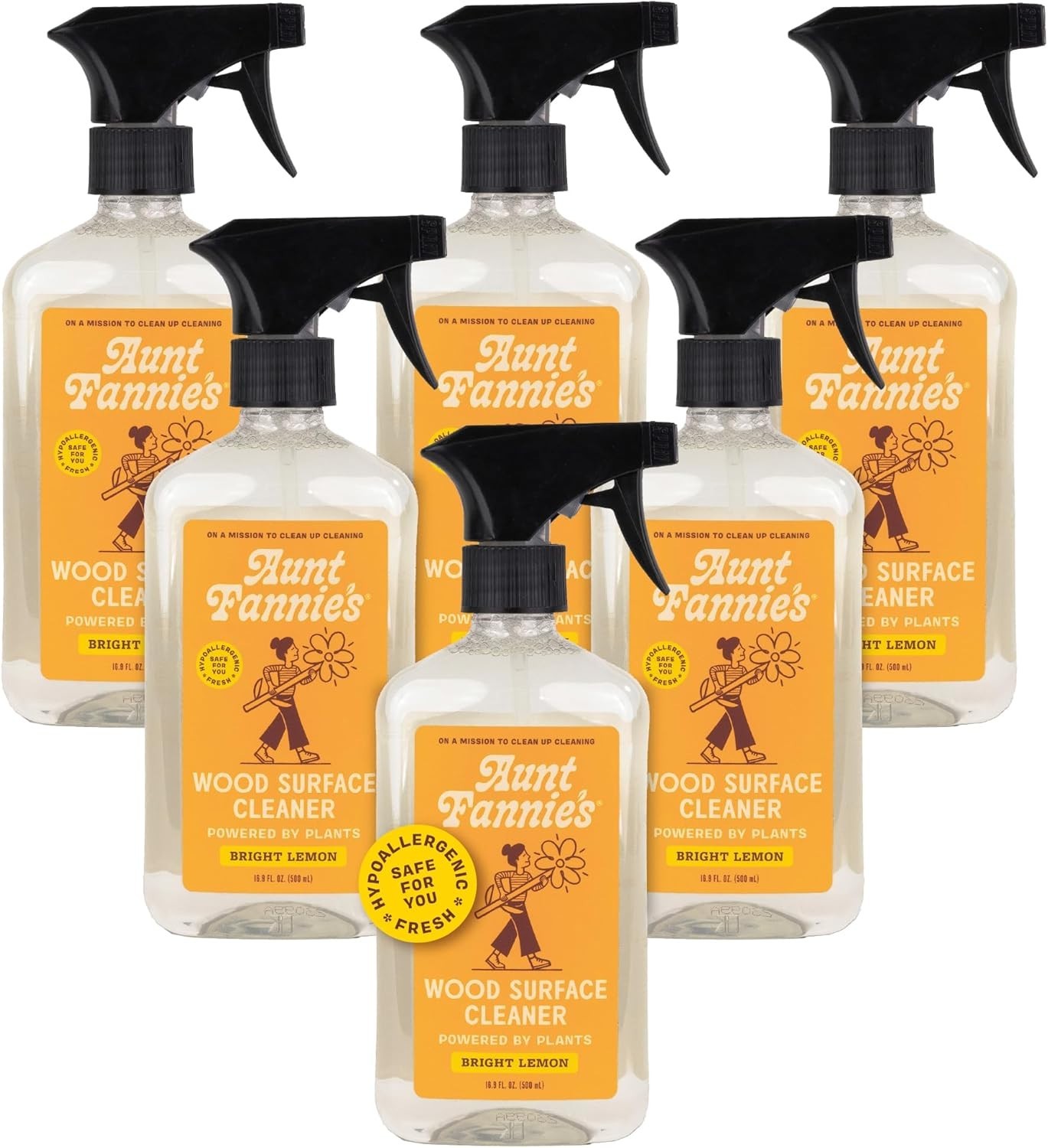 Eco-Friendly All-Purpose Wood Spray Cleaner – 16.9 Oz (Pack of 6) – Lemon Scent