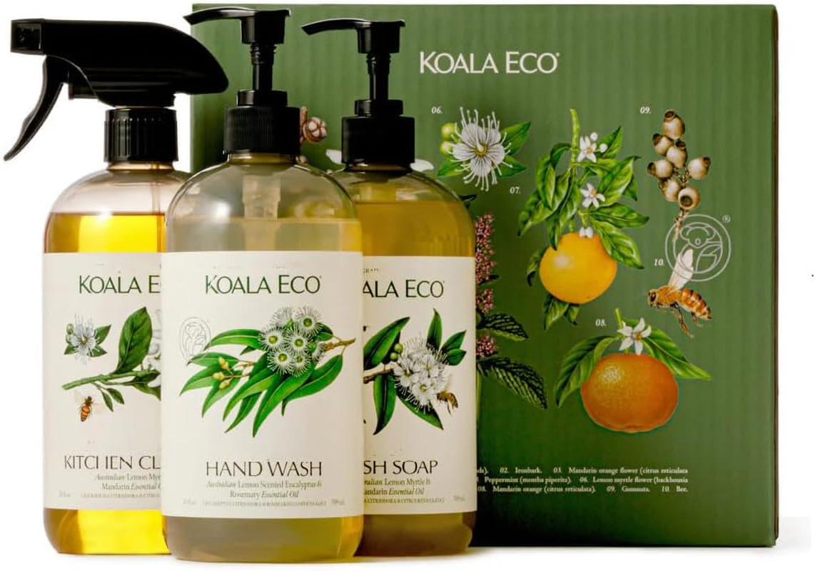 Koala Eco Gift Set of 3 Includes: Kitchen Cleaner, Dish Soap, Hand Wash, Beautif