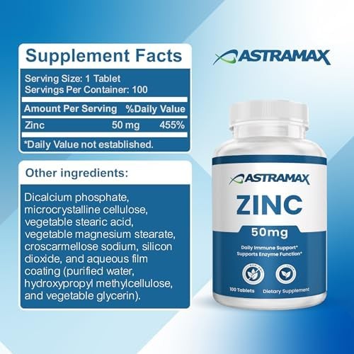 Zinc 50mg | High Potency Immune Support | Vegan, Non-GMO, Gluten-Free | 100 Coun