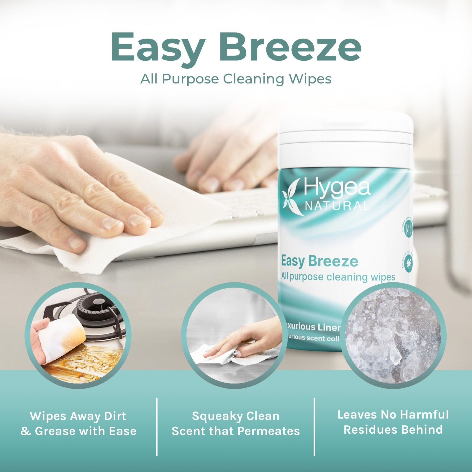 Easy Breeze Non-Toxic cleaning wipes, 50 count All purpose cleaning wipes