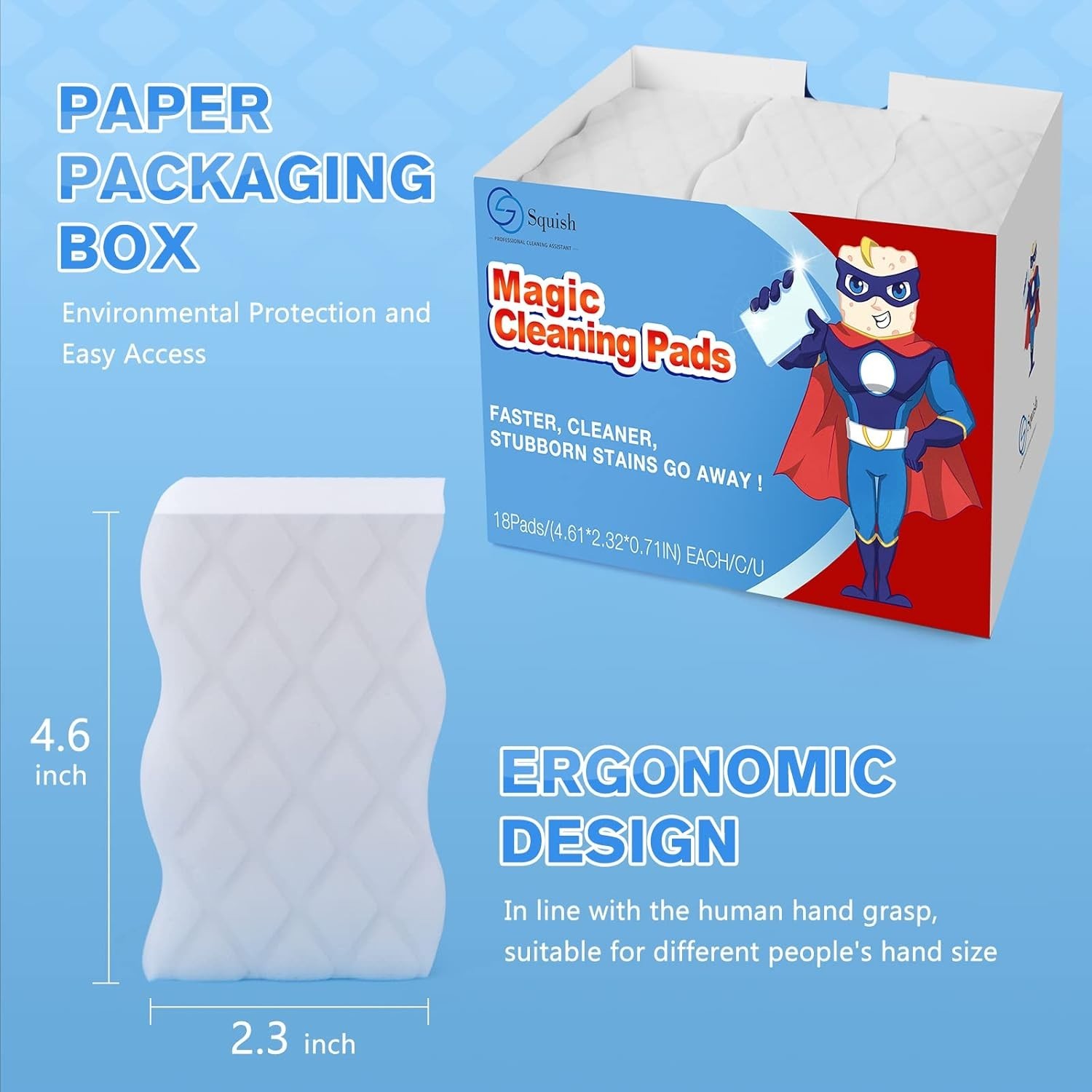 Magic Eraser Sponge – 18 Pack Melamine Cleaning Pads for Effortless Cleaning