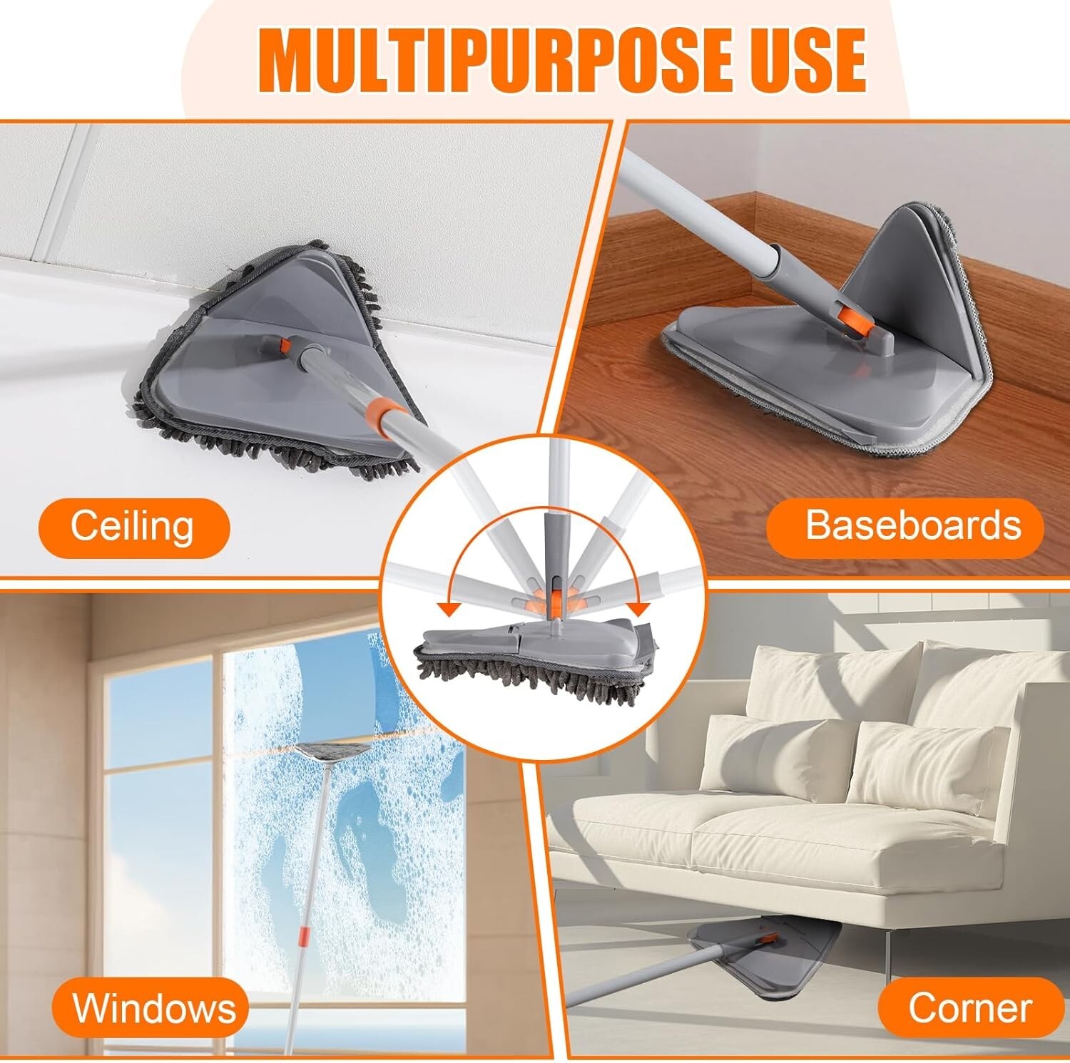 7 Pcs Herramientas de limpieza de plumeros de microfibra con barra extensible