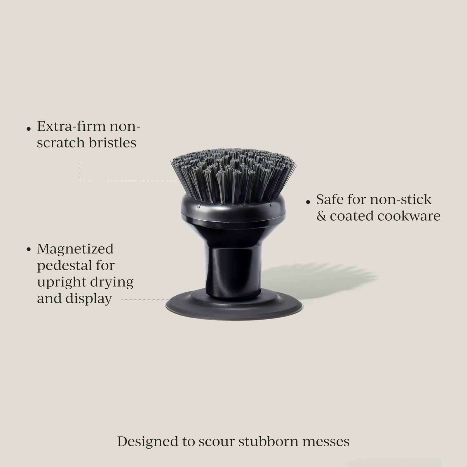 Ionic Palm Brush, Magnetized to Stand Upright, Stainless Steel with Replaceab…