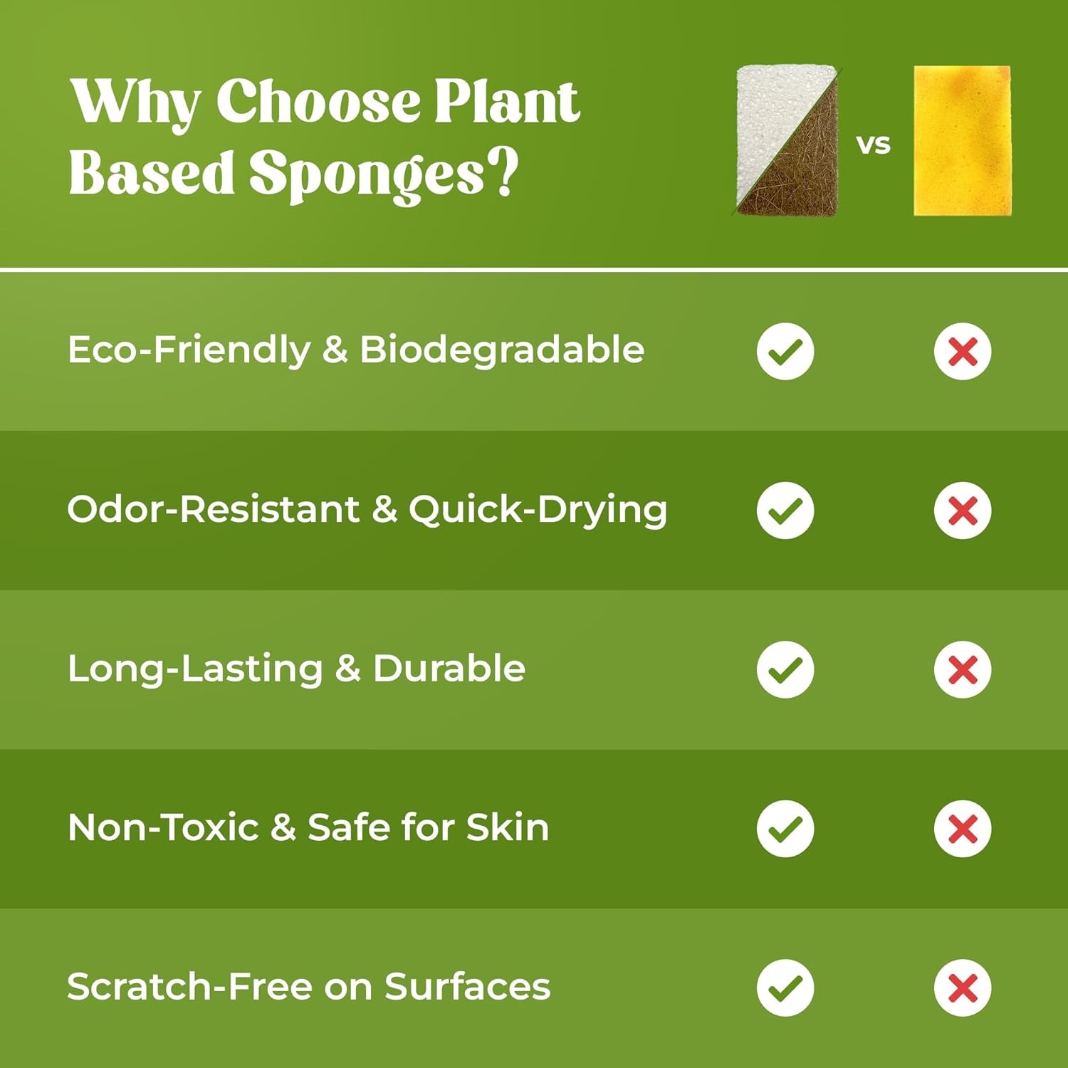 12 Pack Natural Kitchen Sponges – Biodegradable, Compostable, Sustainable Wood