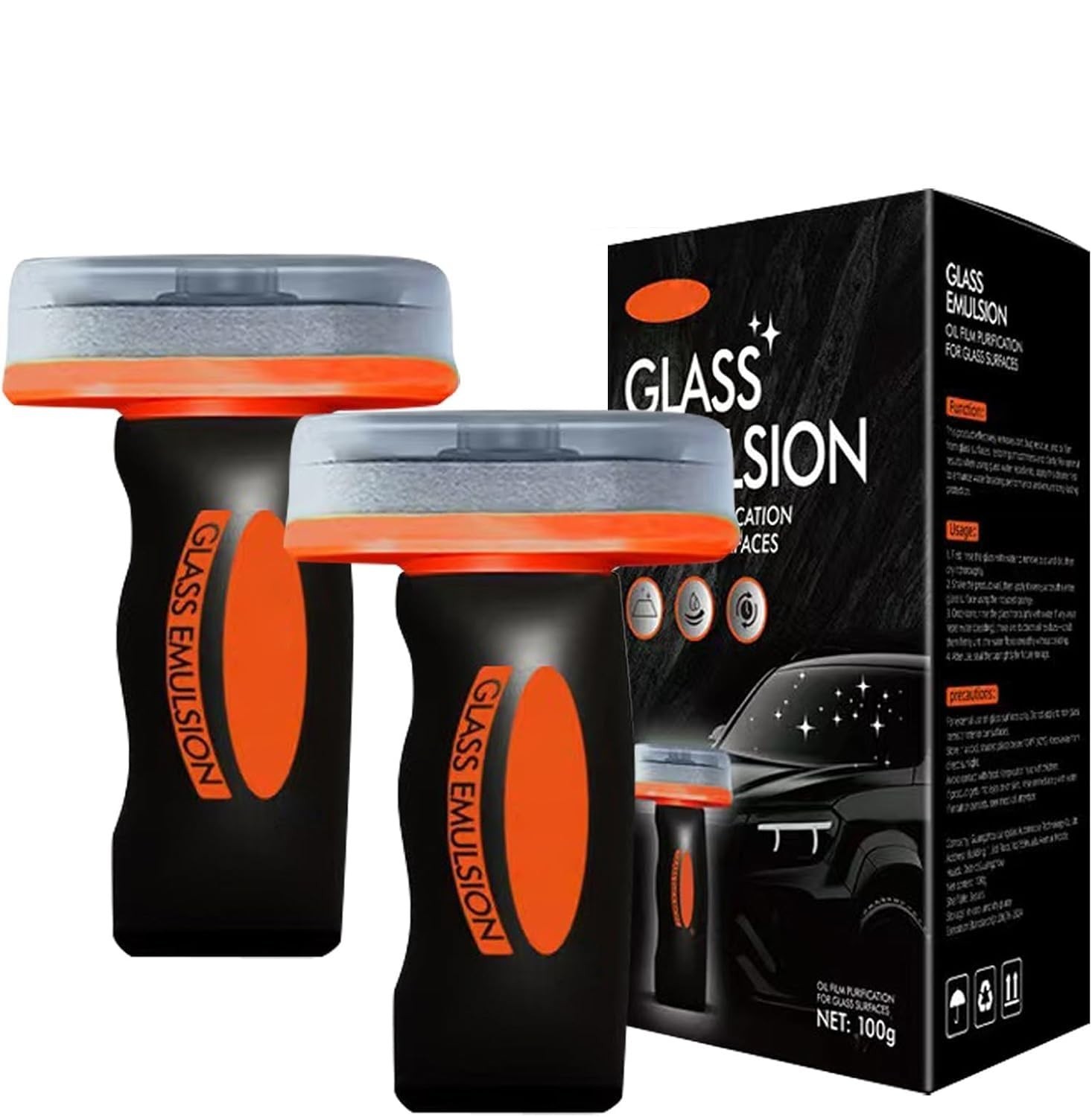 Oil Film Remover for Car Glass – Windshield Cleaner Brush Set (2 Pcs) – Clarity