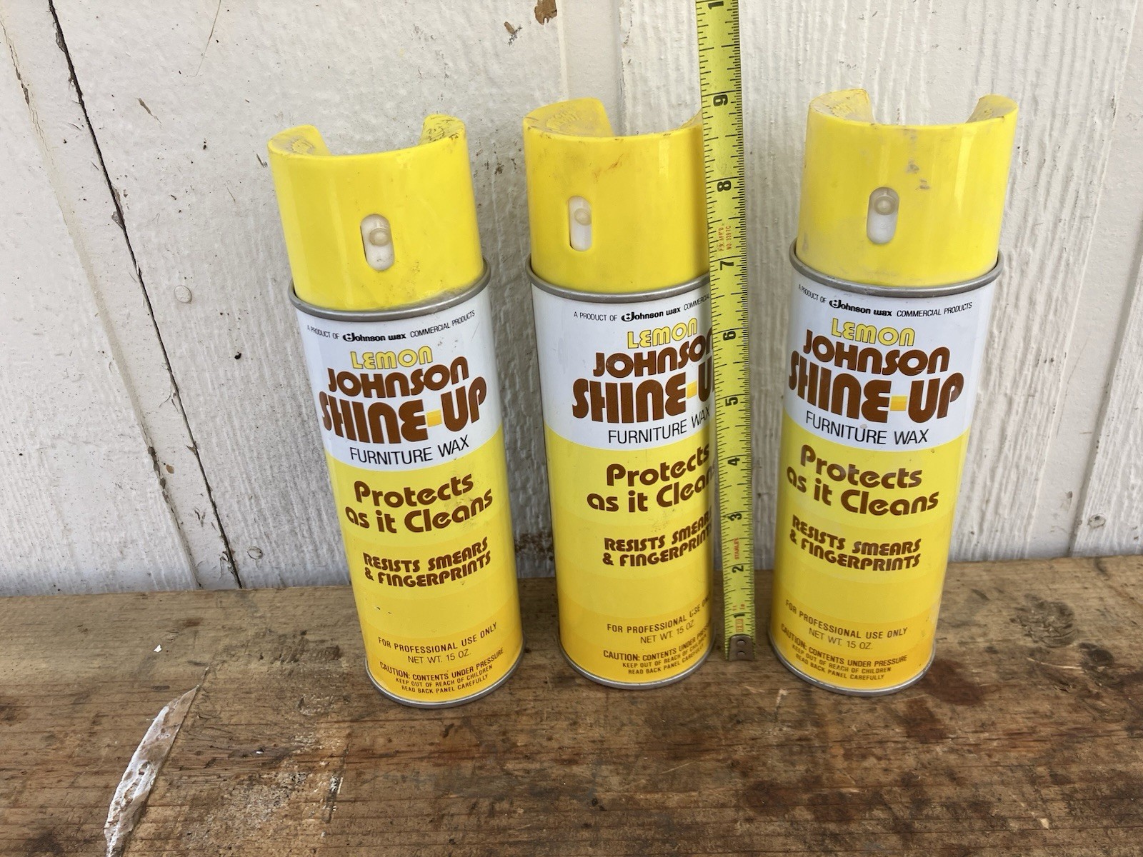 Lot of (3) Full Vtg 1982 Johnson Wax Lemon Shine Up Spray Cleaner Protects 15 oz