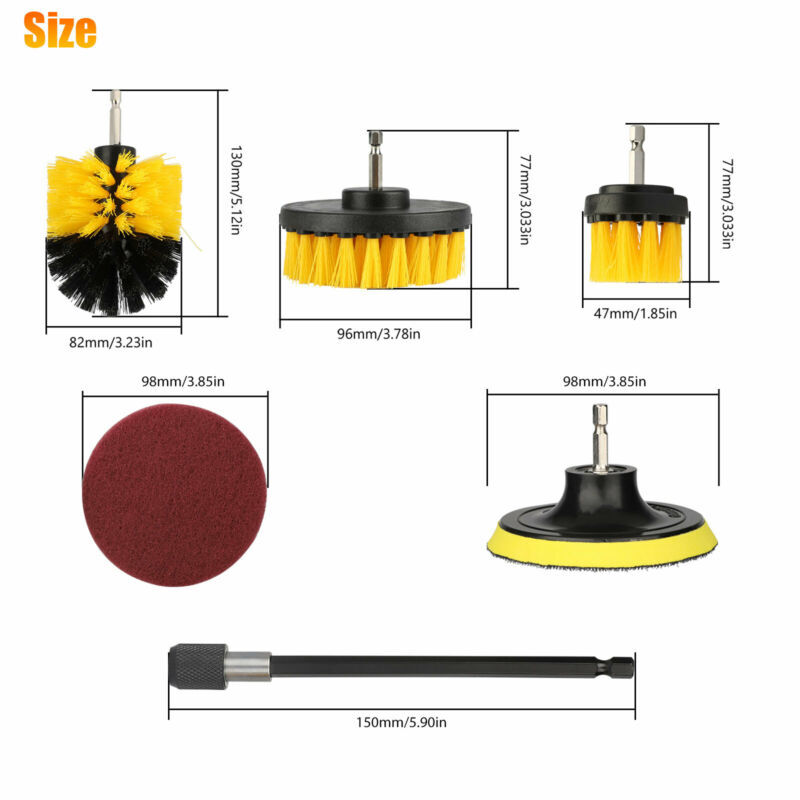 Drill Detailing Brush Set Tile Grout Power Scrubber Cleaner Spin Tub 3-30 pcs
