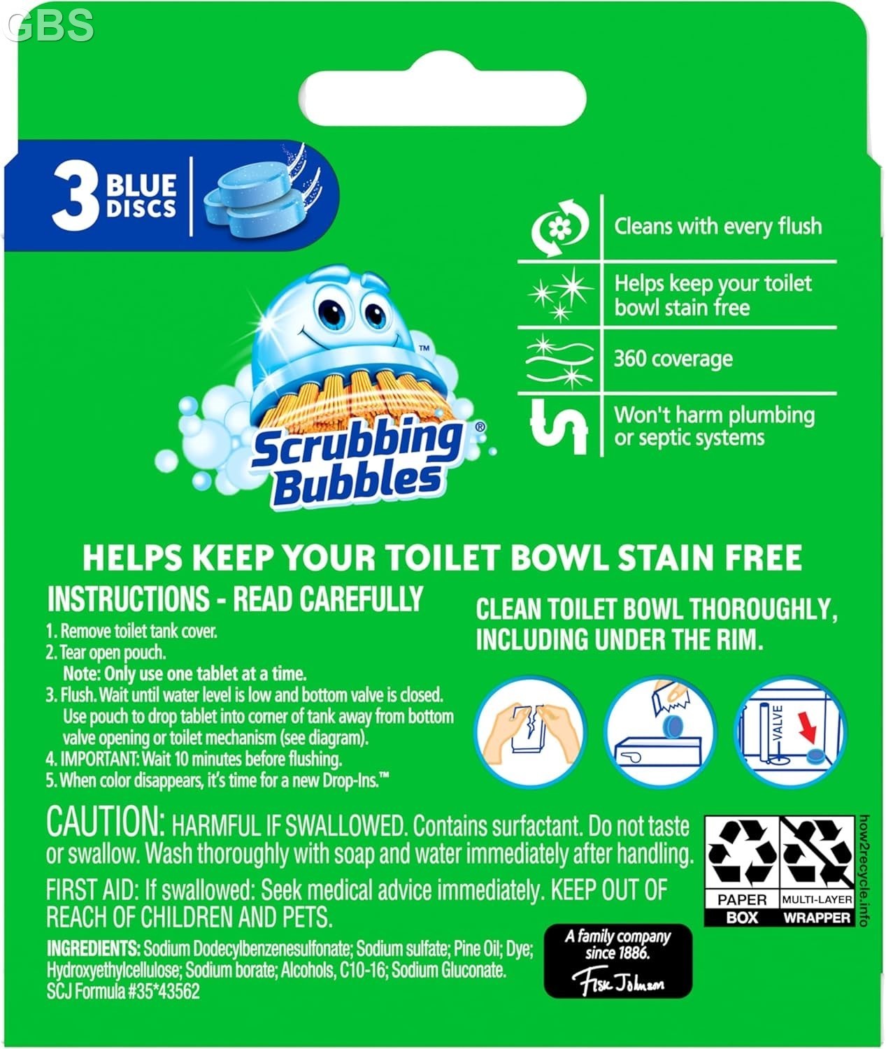 Scrubbing Bubbles Toilet Cleaner Drop Ins Tablets, 2 Scent,3-5 Count Pack of 1.