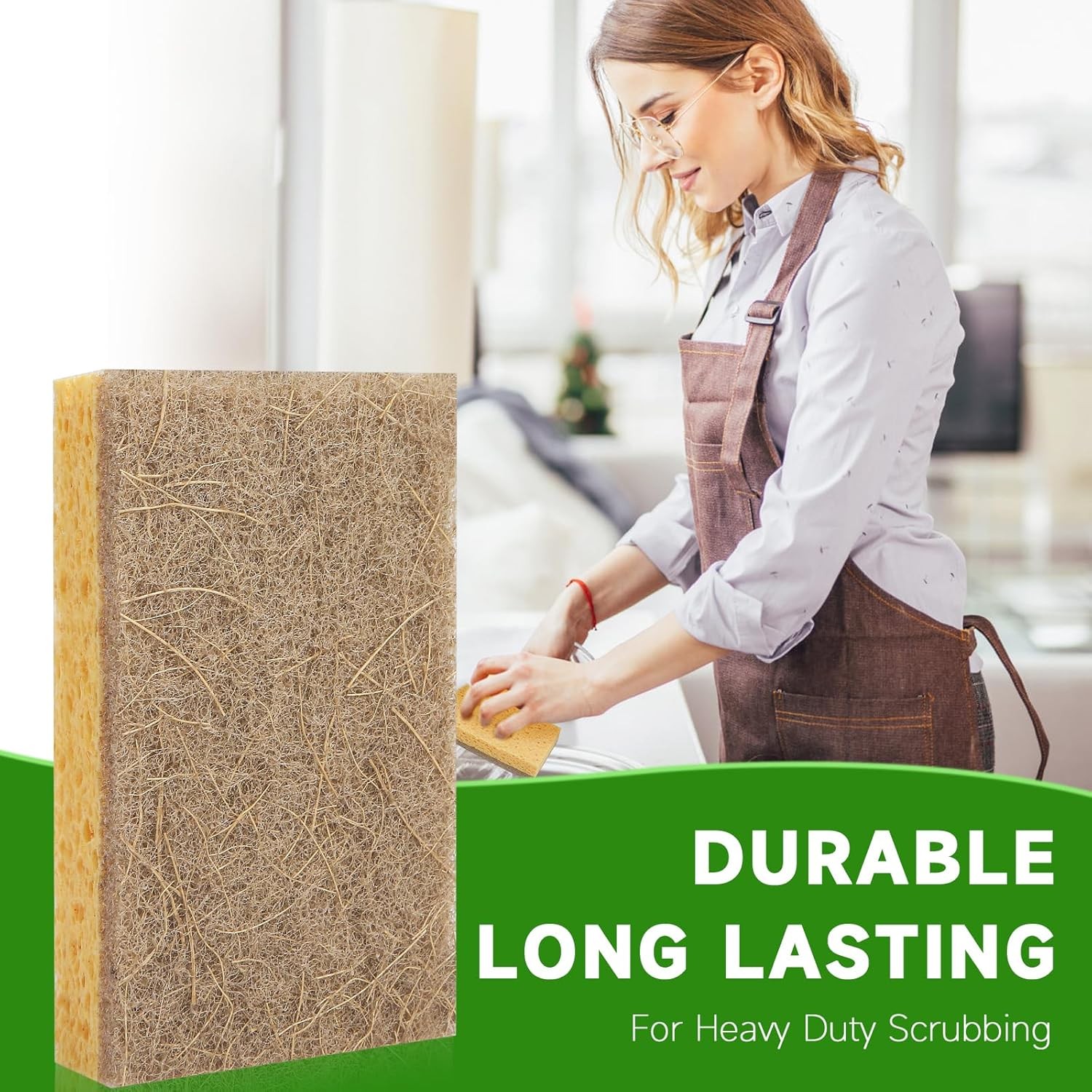 10 Pack Biodegradable Natural Sponges Kitchen – Compostable Cellulose and