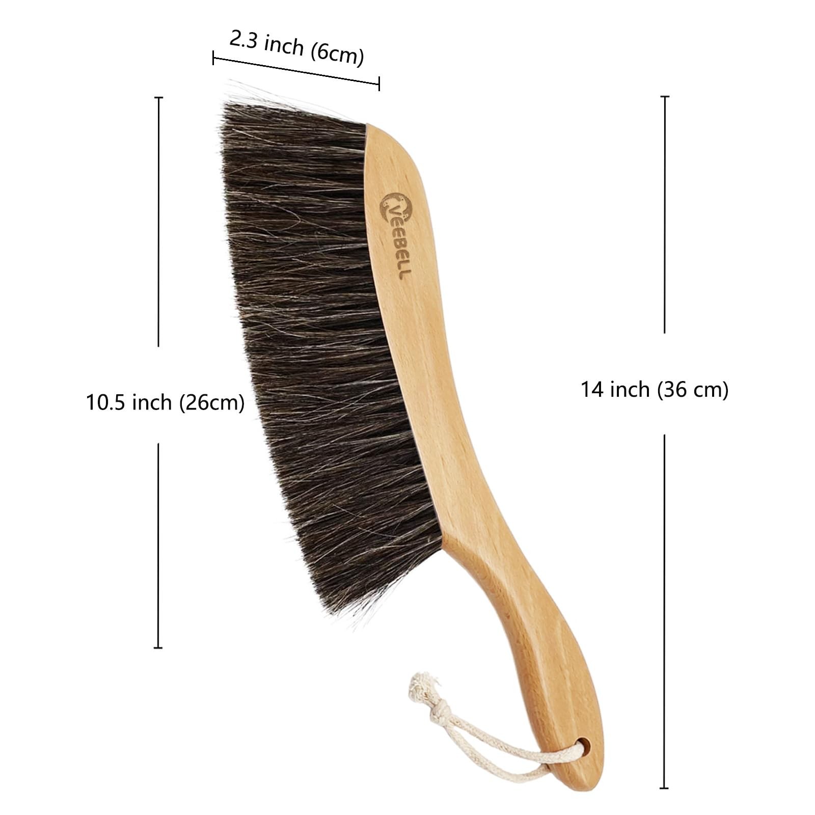 Horse Hair Brush Hand Broom Dusting Brush For Home Cleaning Wood Handle Soft Bru