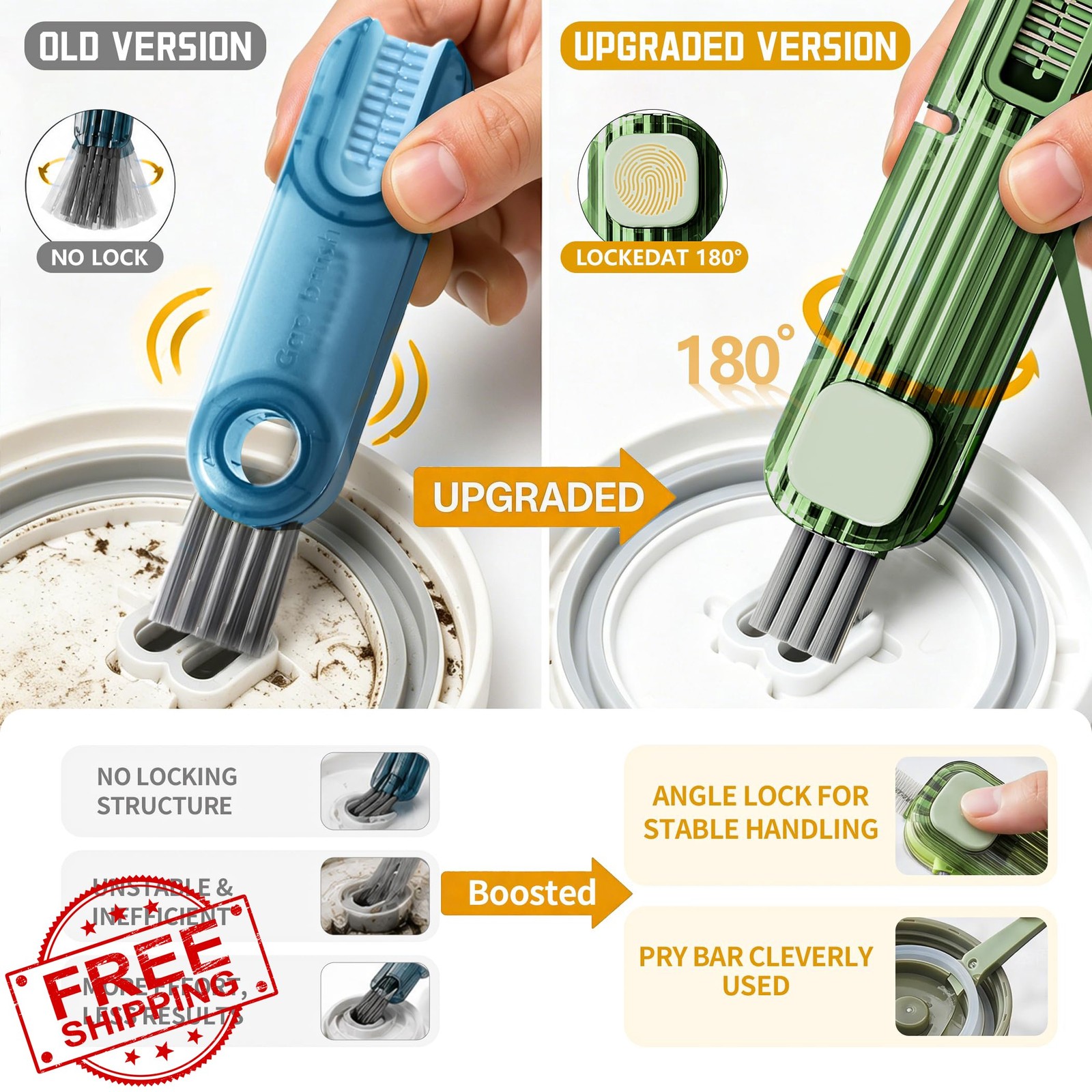 vidonio Crevice Cleaning Brush Set Light Blue/Navy 2pk