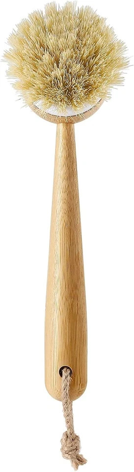 Dish Brush With Handle Natural Bamboo Dish Scrubber Brush Kitchen Dishwashing Br