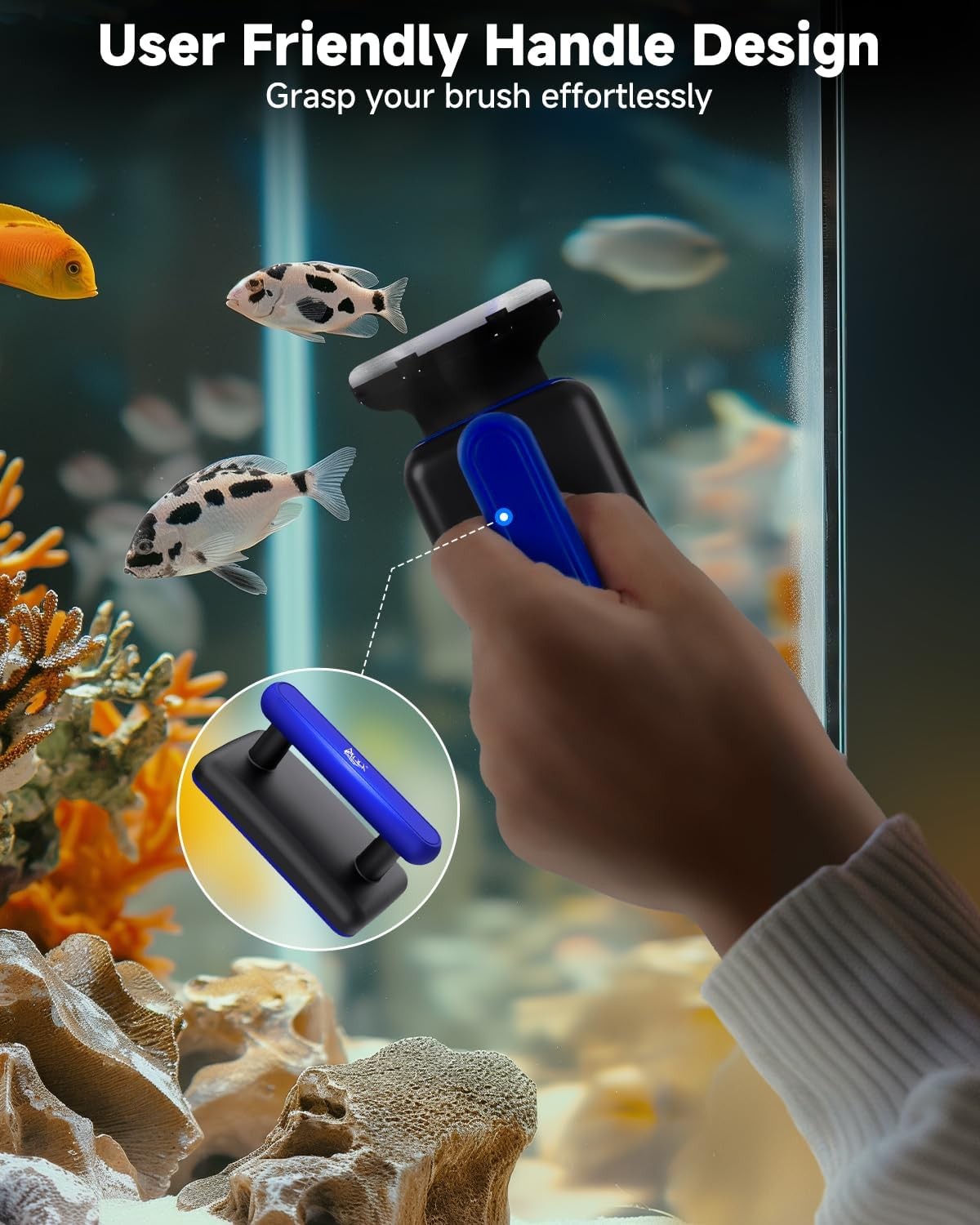 AQQA Magnetic Aquarium Fish Tank Glass Cleaner, Dual-Blades Algae Scraper Glass