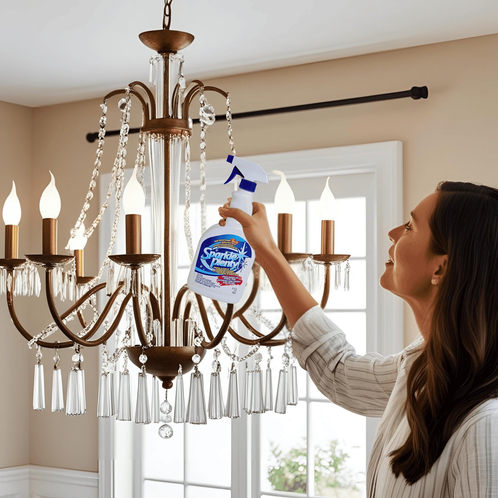 Sparkle Plenty Chandelier Cleaner Drip Dry Spray No Wipe – Dust & Streak Glas…