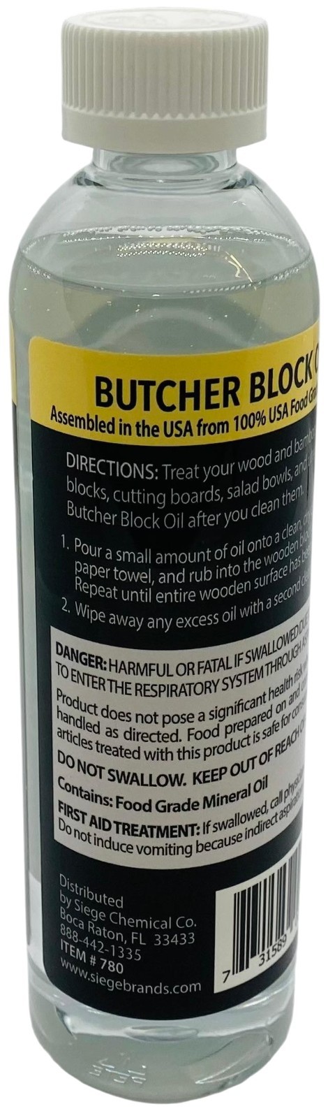 Siege Butcher Block Oil | 8 oz | Earth Friendly | Food Safe | Made in USA | 780