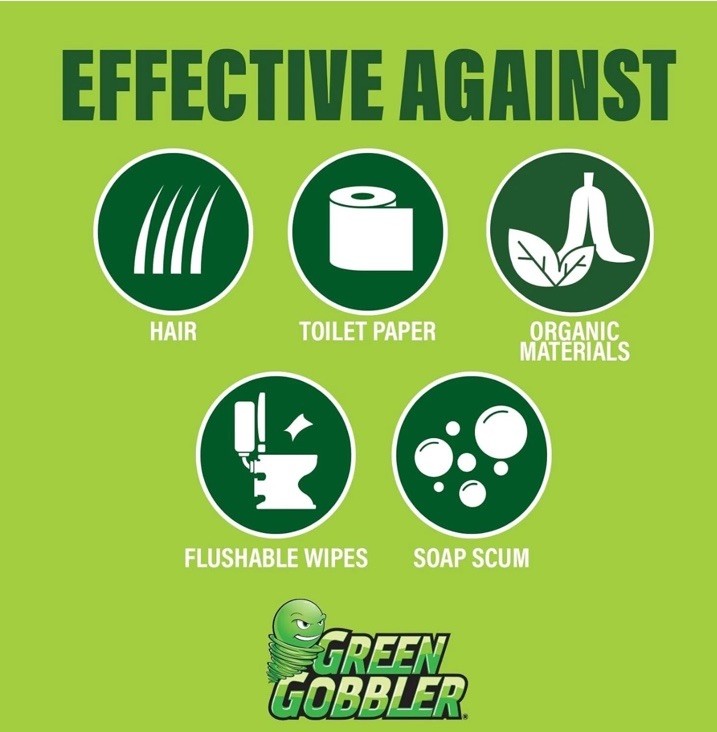 Green Gobbler Drain Clog Remover & Drain Cleaner Powder (5 Pacs & 5 Tools)