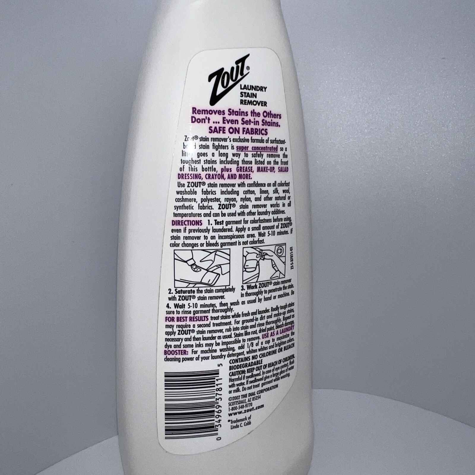 Vintage Zout Stin Remover Super Concentrated Full Bottle 16oz Prop 2002 NEW