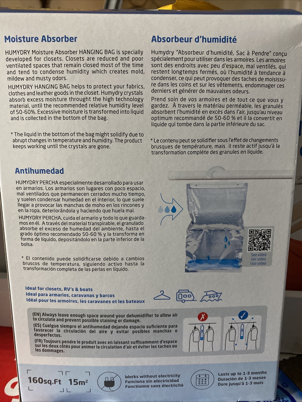 HUMYDRY USA40600C12 Natural Hanging Recyclable Moisture Absorber 15.9 oz.