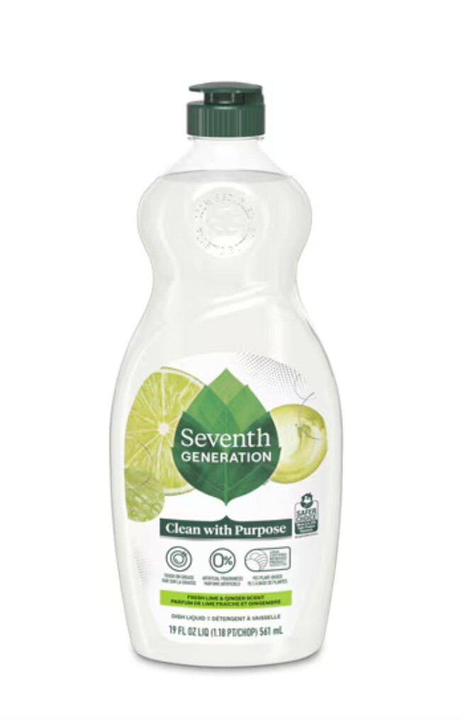 Seventh Generation Dish Soap Liquid Fresh Lime & Ginger Scent 19 Oz (2 bottles)