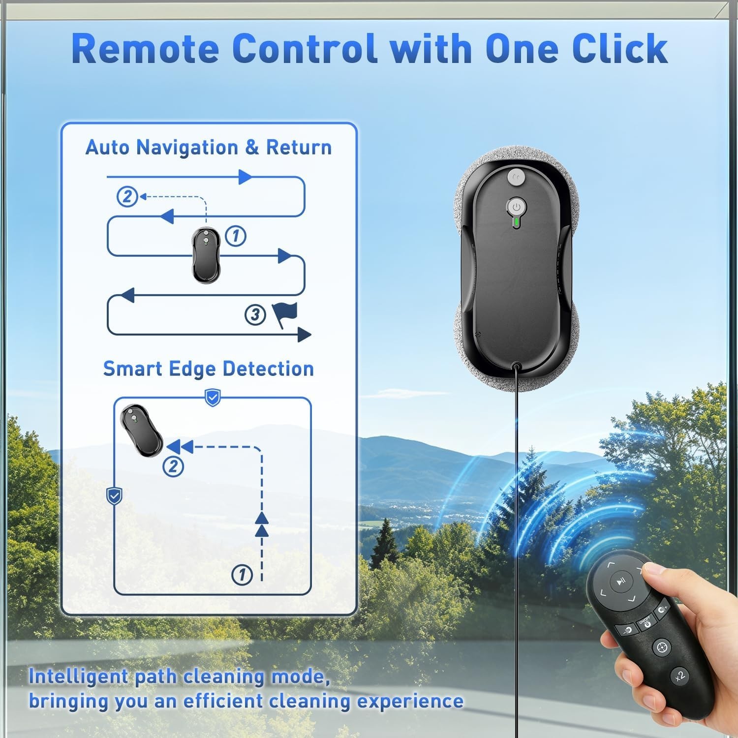 KKI Window Cleaning Robot Auto Spray Remote Glass Cleaner 3200Pa