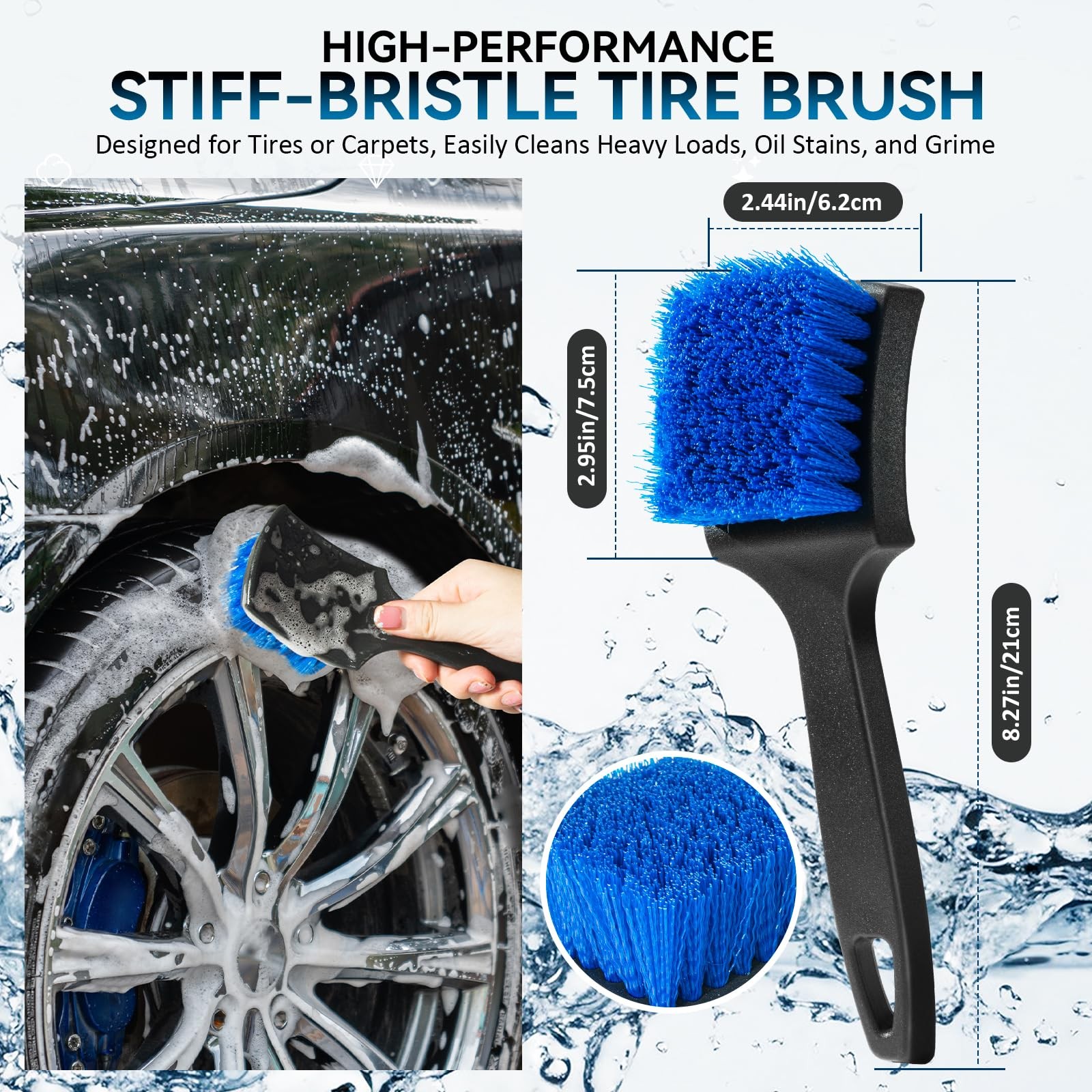 Eomarce Premium Wheel & Tire Brushes: Safe for All Vehicle Detailing