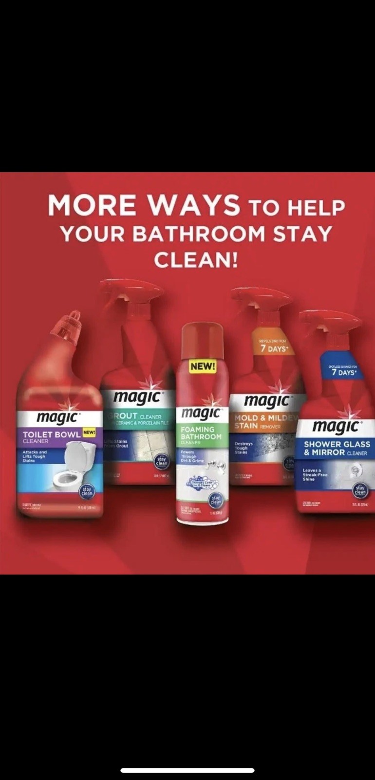 Magic SHOWER GLASS MIRROR Mold Stains CLEANER Fog Free & Spotless 28 oz. Pack