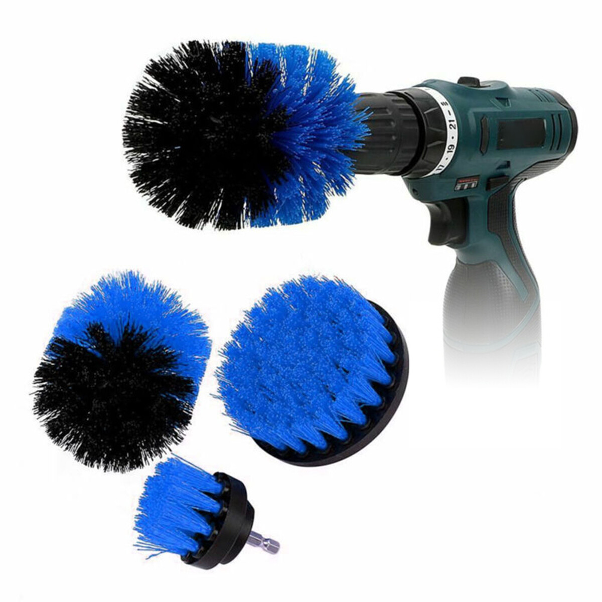 3Pcs Power Scrubber Cleaning Car Tile Grout Shower Drill Brush Set Attachment