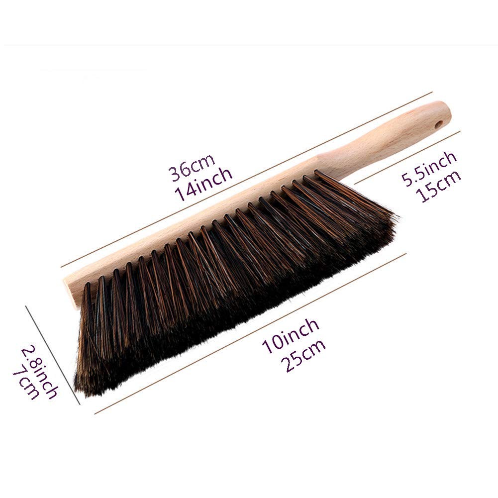 Hand Brush Soft Bristle with Oiled Beech Wood Handle 14 Inch Long (Brown)
