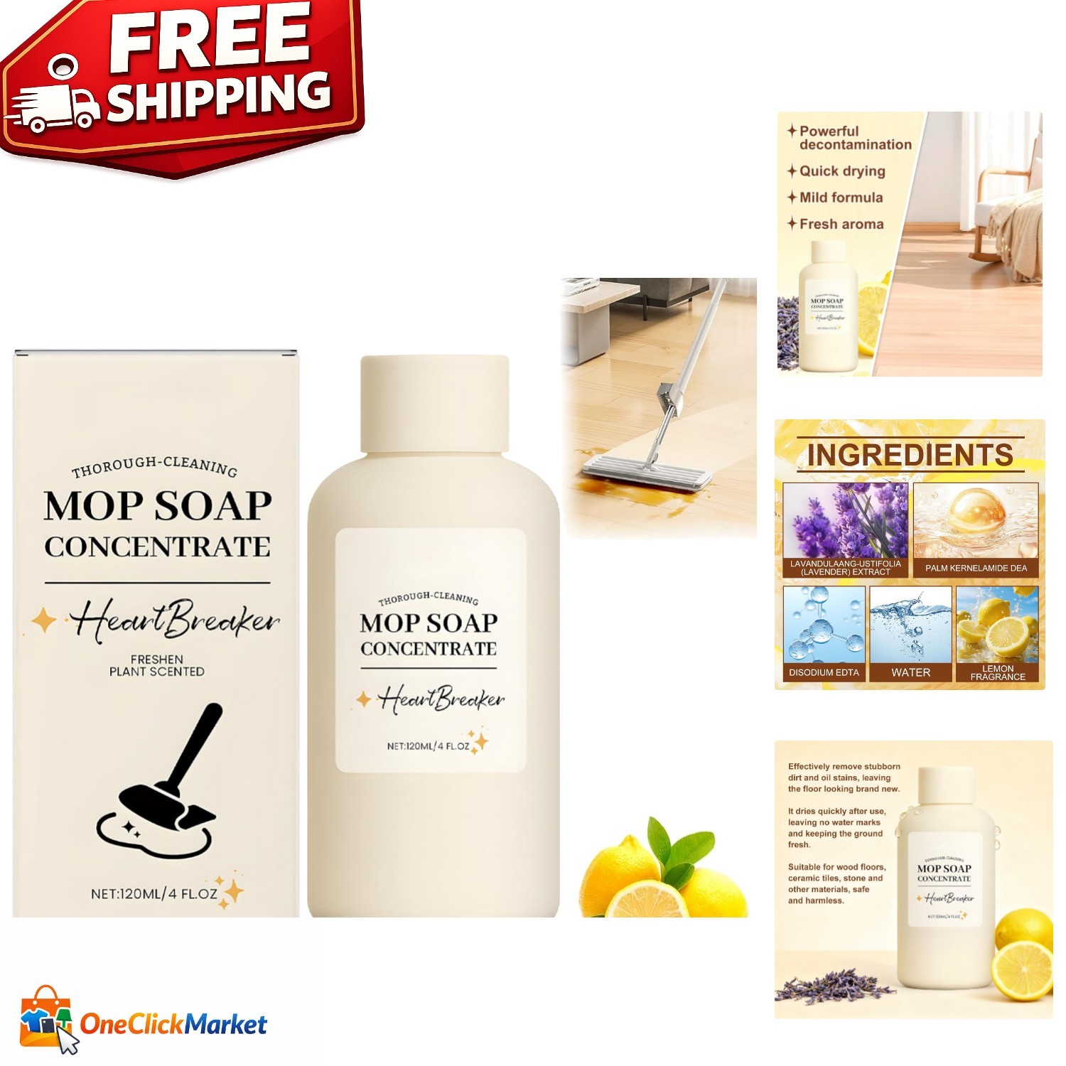Highly Scented Liquid Floor Cleaner – Deep Clean & Lasting Freshness, 1 Fl Oz
