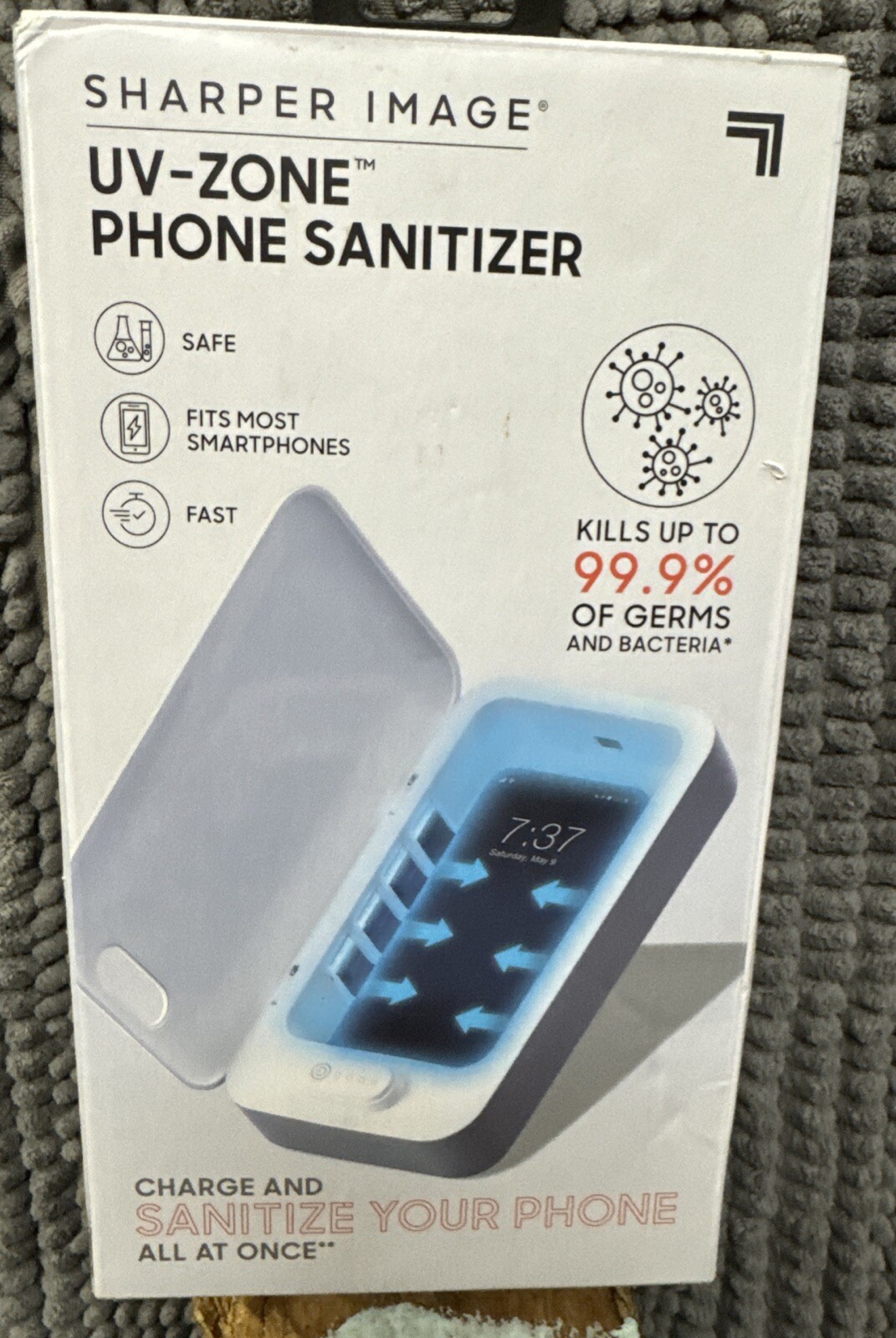 Sharper Image UV-Zone Phone Sanitizer New