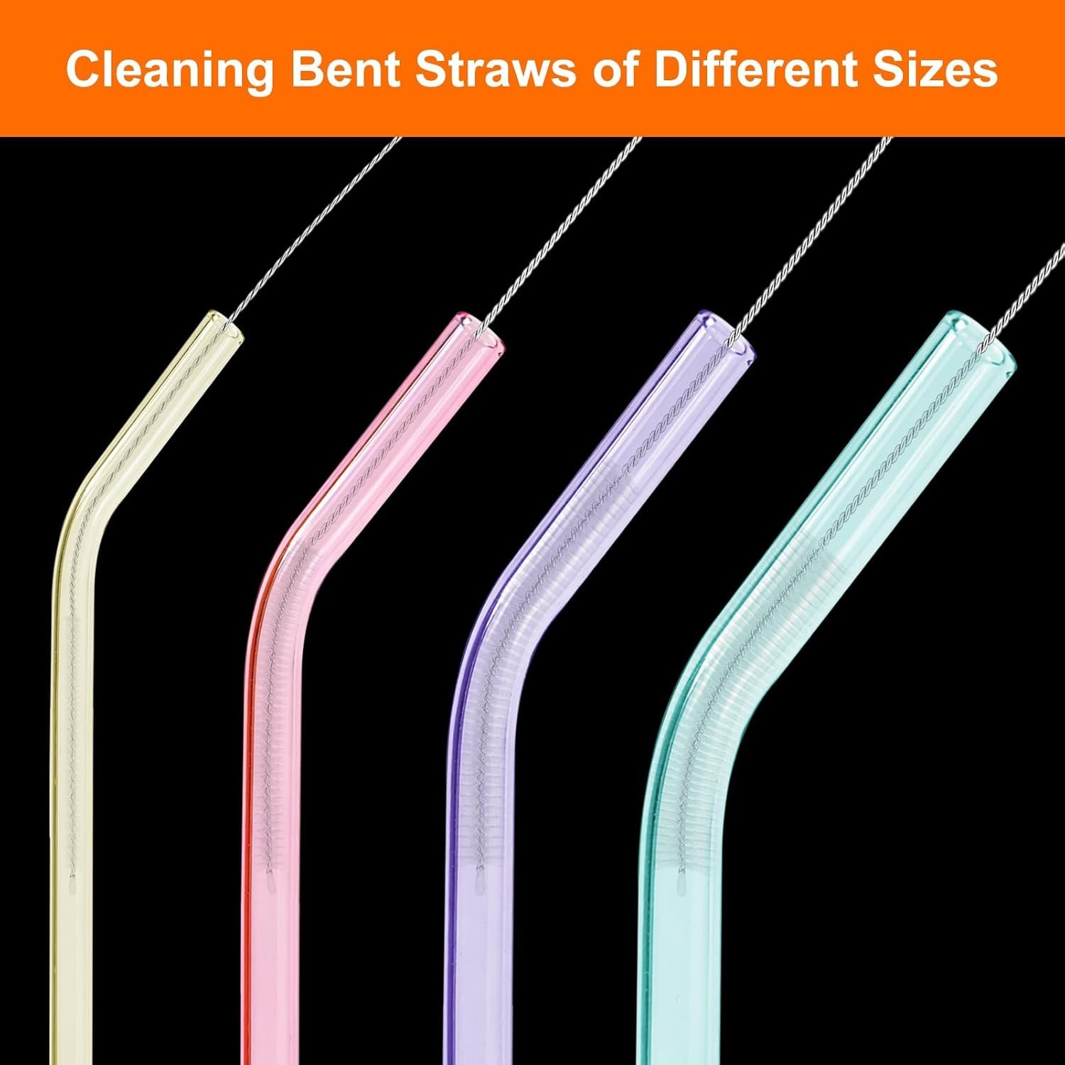 Straw Cleaner Brush Set 10 Pack, 8 Inch Extra Long Reusable Straw Cleaning Br…