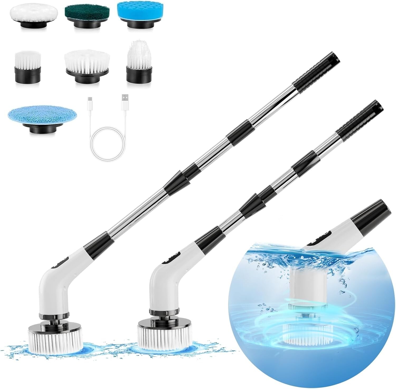 Electric Spin Scrubber, Cordless Shower Scrubber For Bathroom With 54″ Adjust…