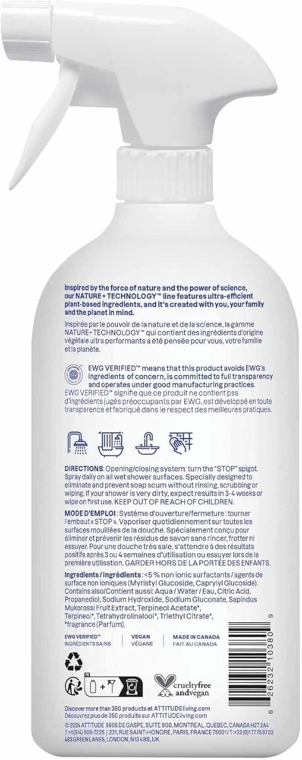 Natural Daily Shower Cleaner – EWG Certified, Removes Soap Scum, 27.1 Fl Oz