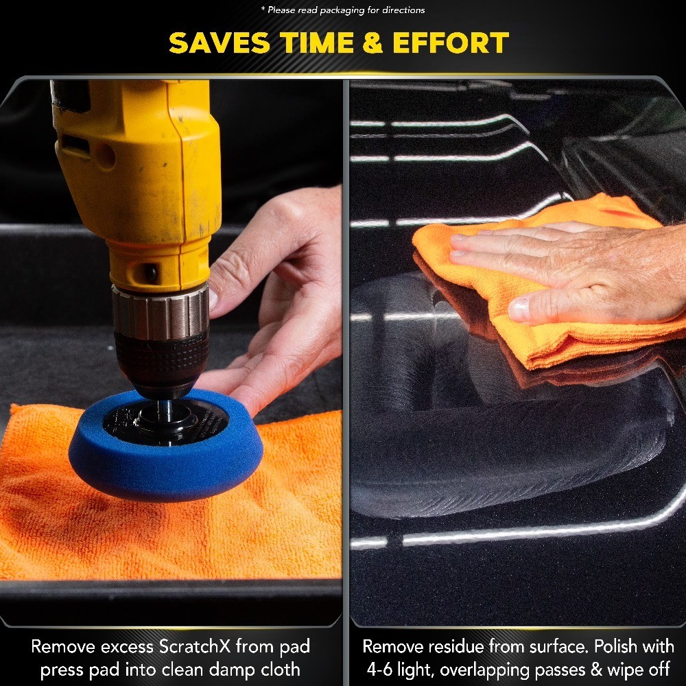 Drill Mounted Scratch Remover Kit with Buffing Pad Polishing Compound and