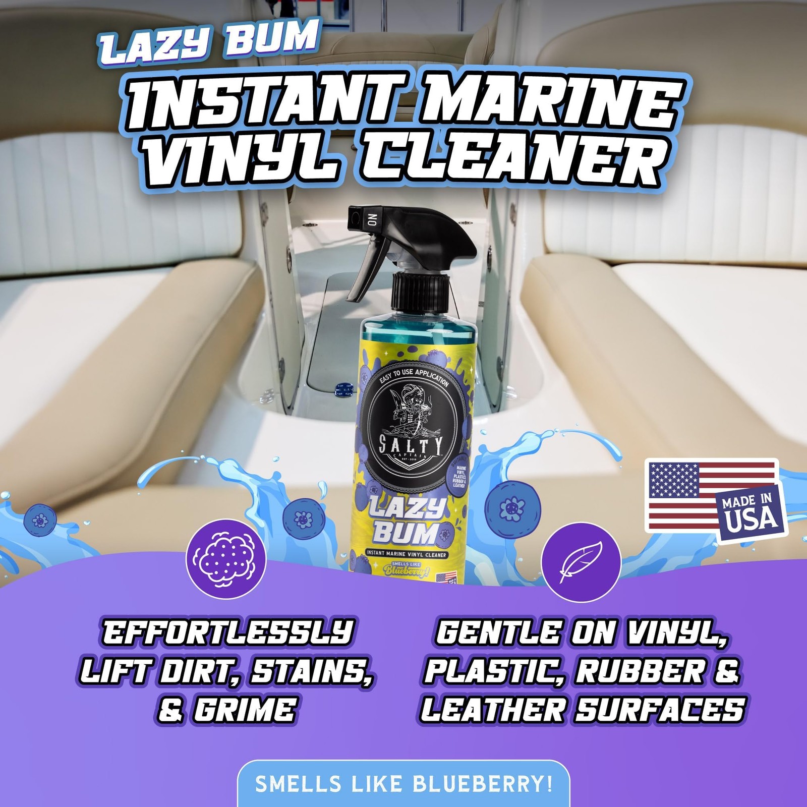 Salty Captain Sweet Seats Kit – Boat Upholstery Cleaner and Protectant Kit wi…
