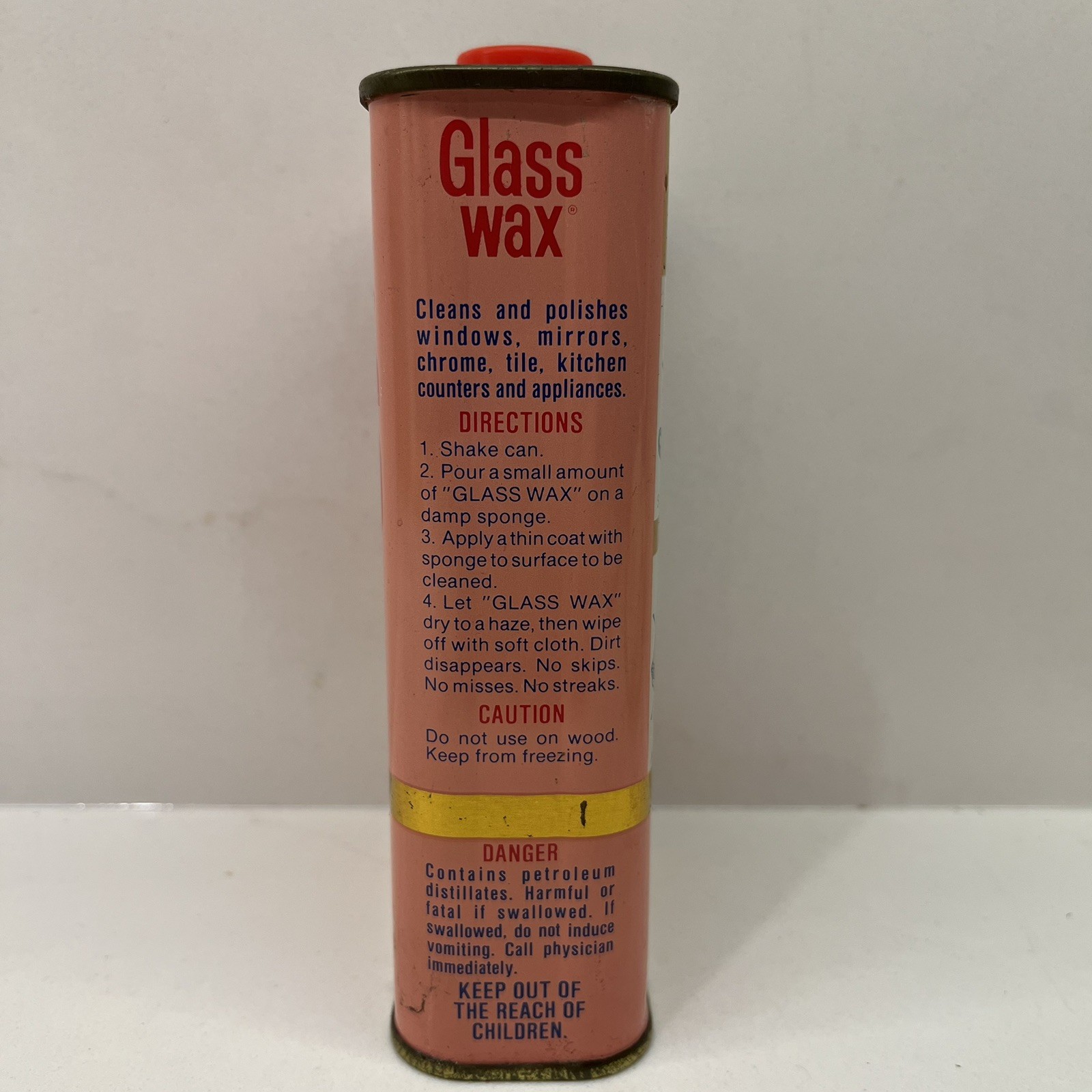 Vintage Can Gold Seal Co. GLASS WAX Glass Chrome Metal Cleaner Polisher 16 fl oz