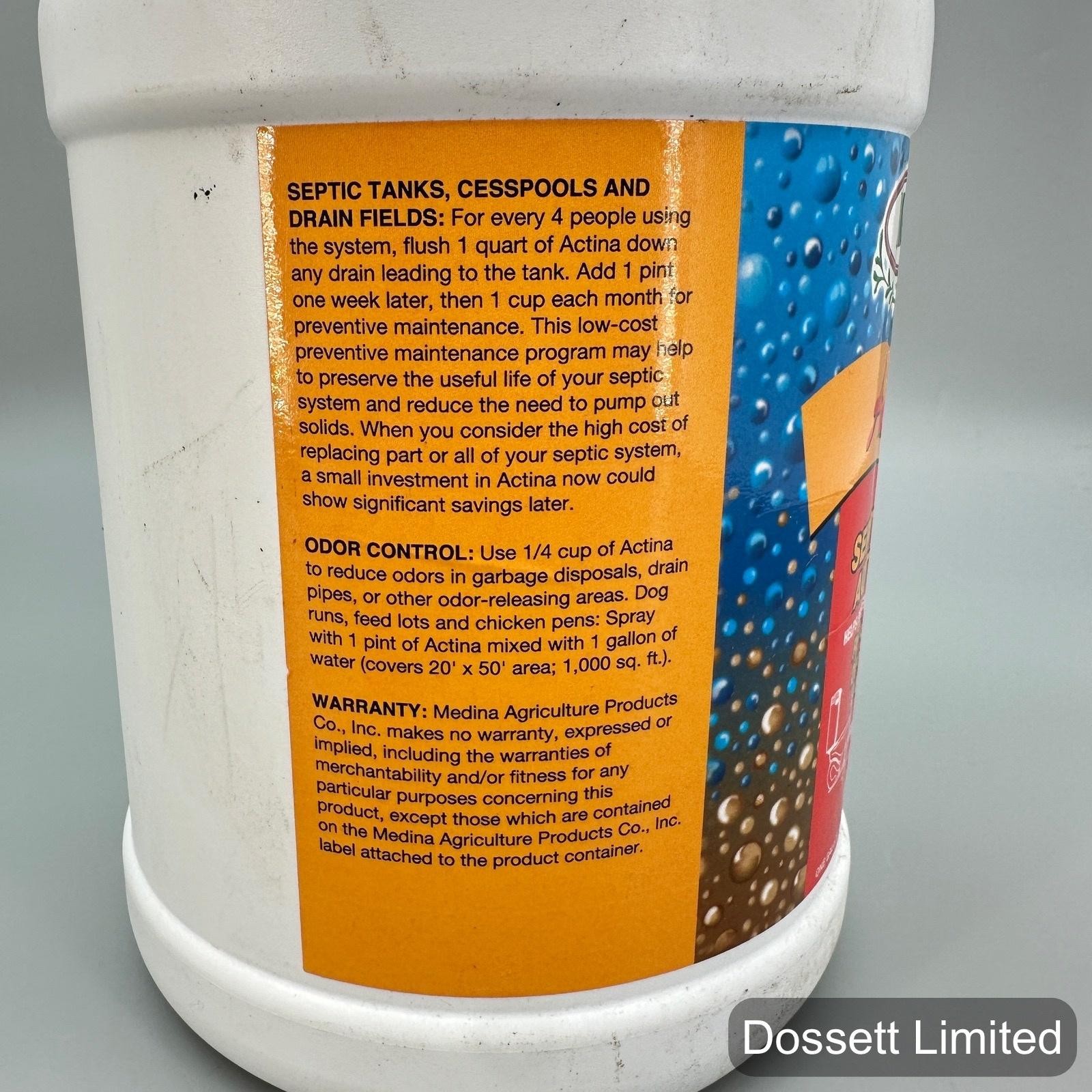 Medina Actina Septic Tank Drain Activator Liquid Cleaner 1 Gallon Non-Toxic