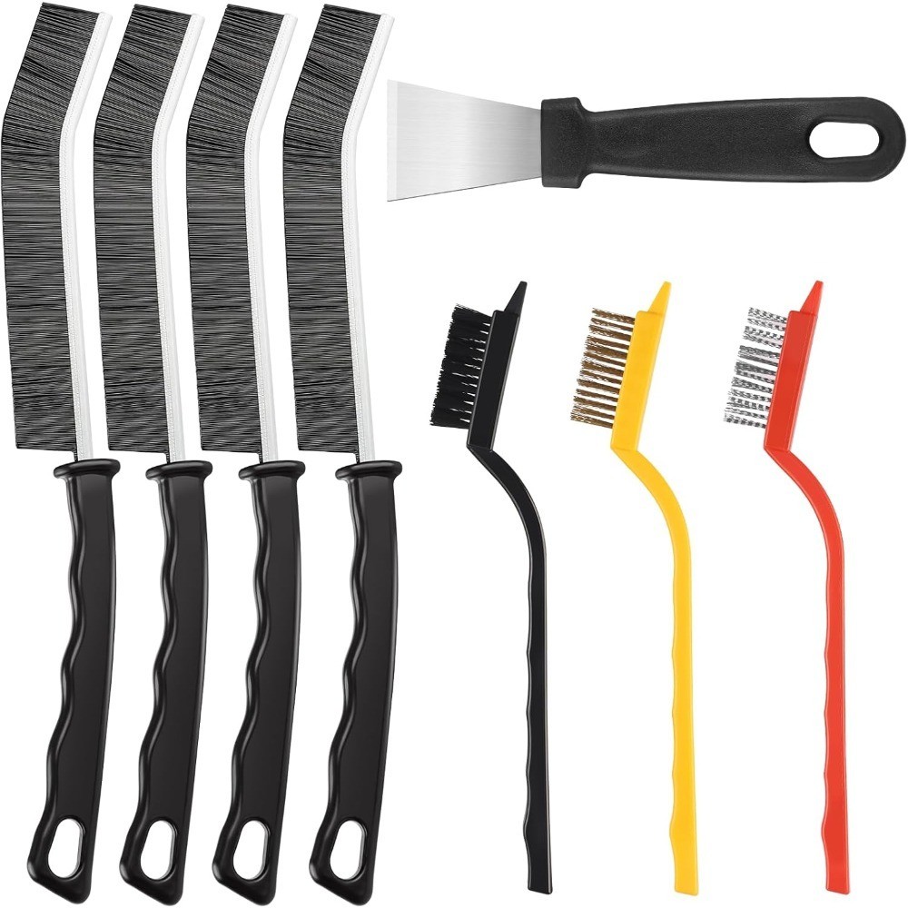 Hard Bristle Crevice Cleaning Brush Set 8 Pack Household Scrub Brushes for