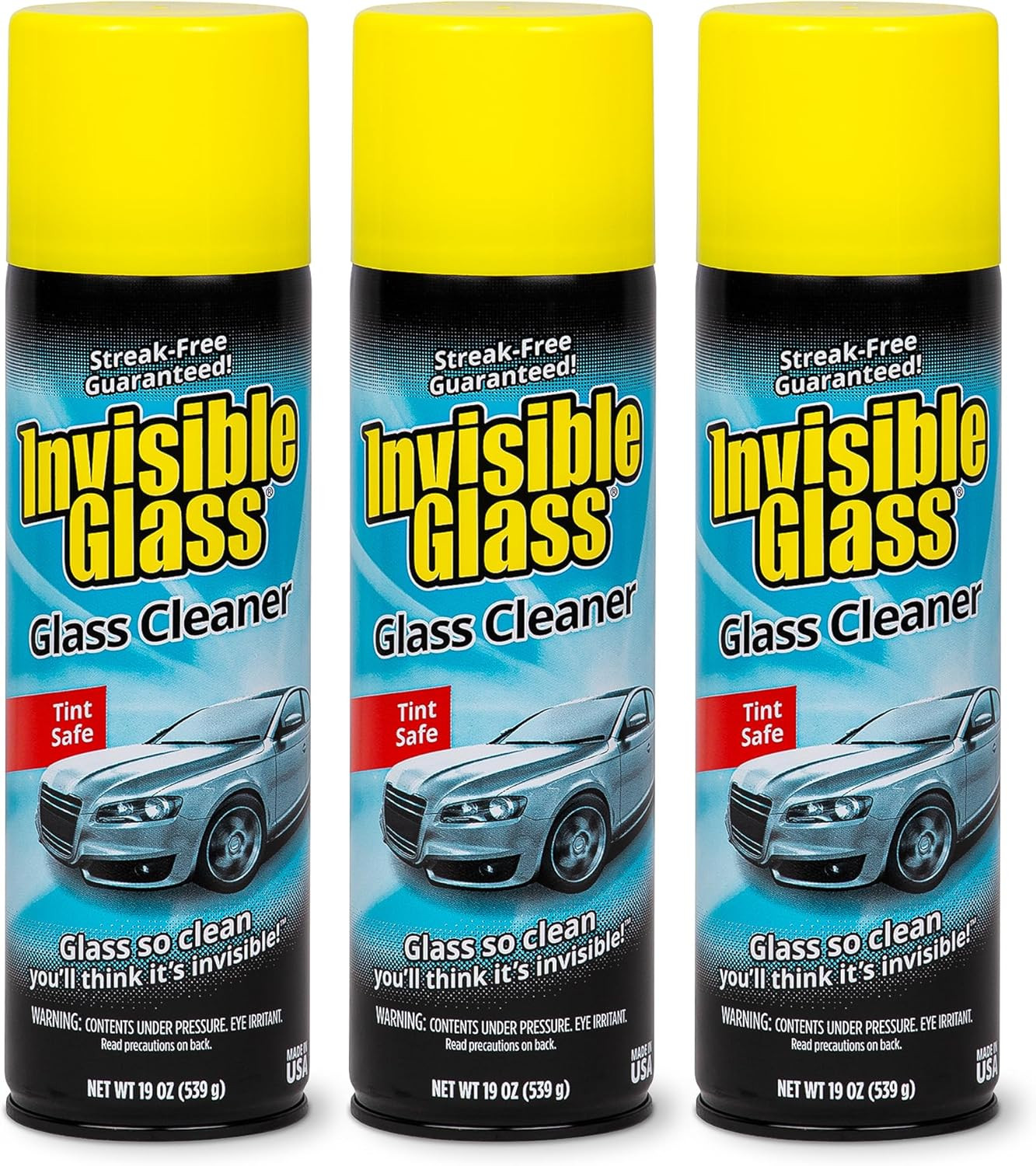 91164-3PK Premium Aerosol Glass Cleaner Spray for Car Windshields and Windows, A