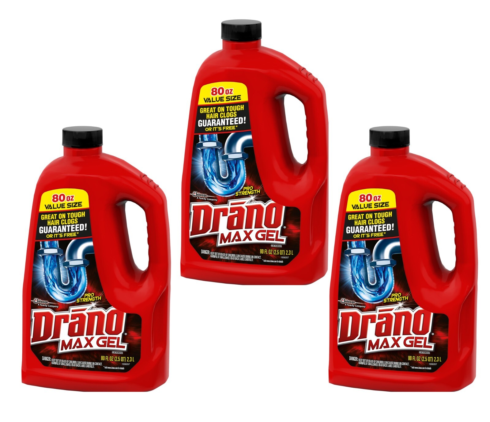 3 Pack Drano Max Gel Clog Remover Drain Cleaner Unscented Size 80 oz Jugs